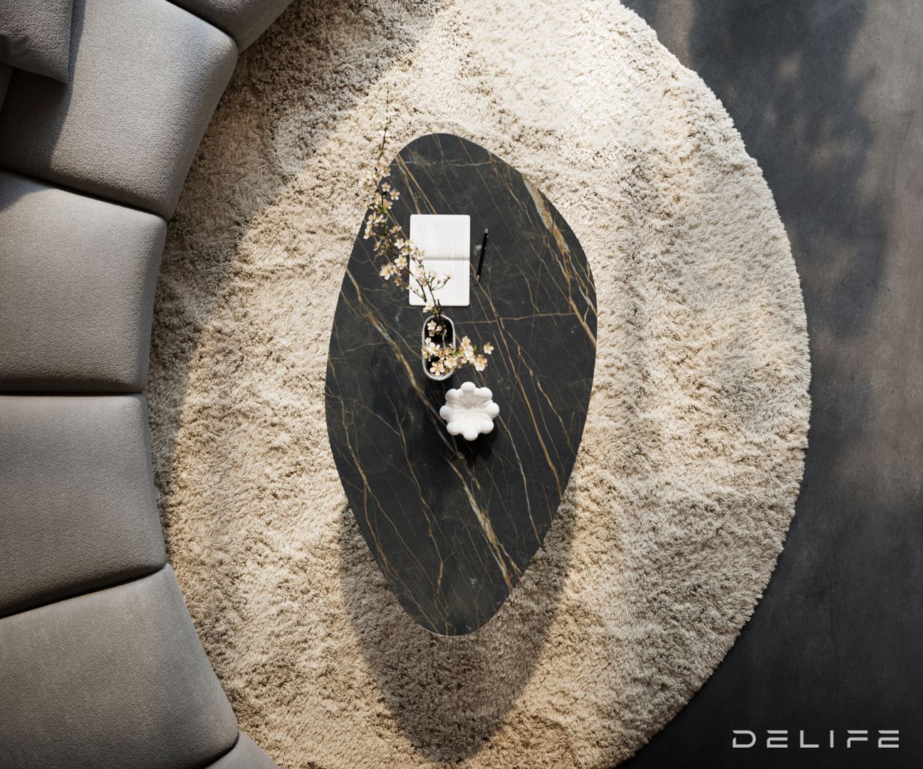 Klub mizica Edge 140x76cm, Material: keramika Noir Desir