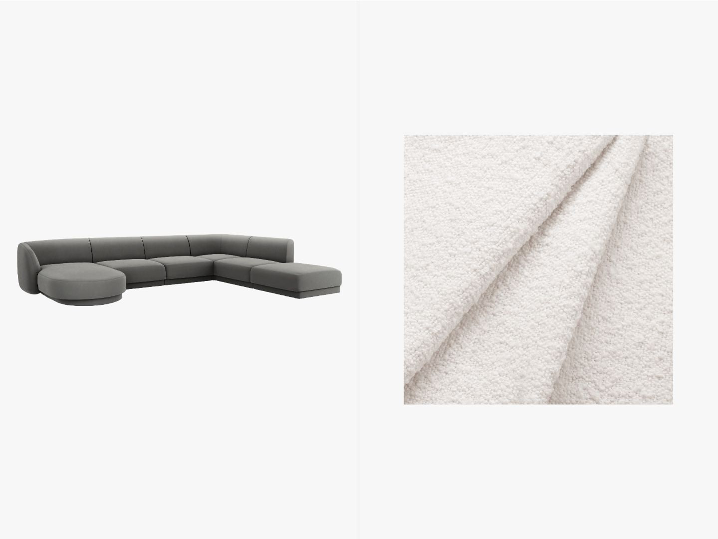 Kotna sedežna garnitura Miley Panoramic, 330x255cm, Material: Žamet