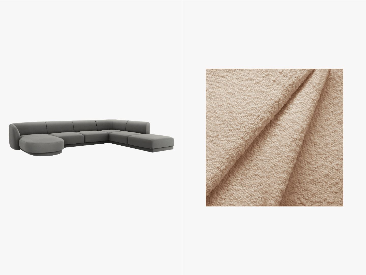 Kotna sedežna garnitura Miley Panoramic, 330x255cm, Material: Žamet