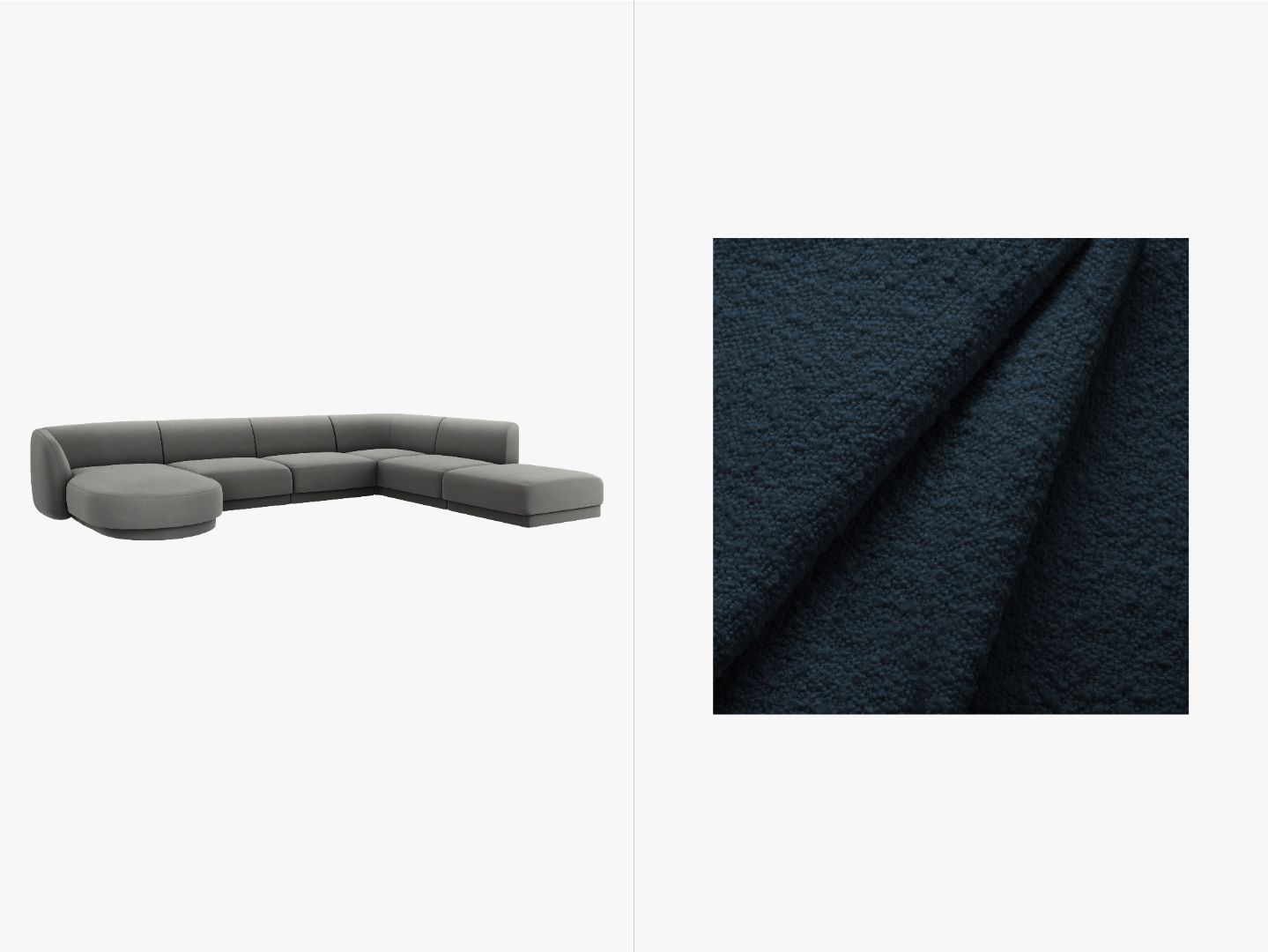 Kotna sedežna garnitura Miley Panoramic, 330x255cm, Material: Žamet