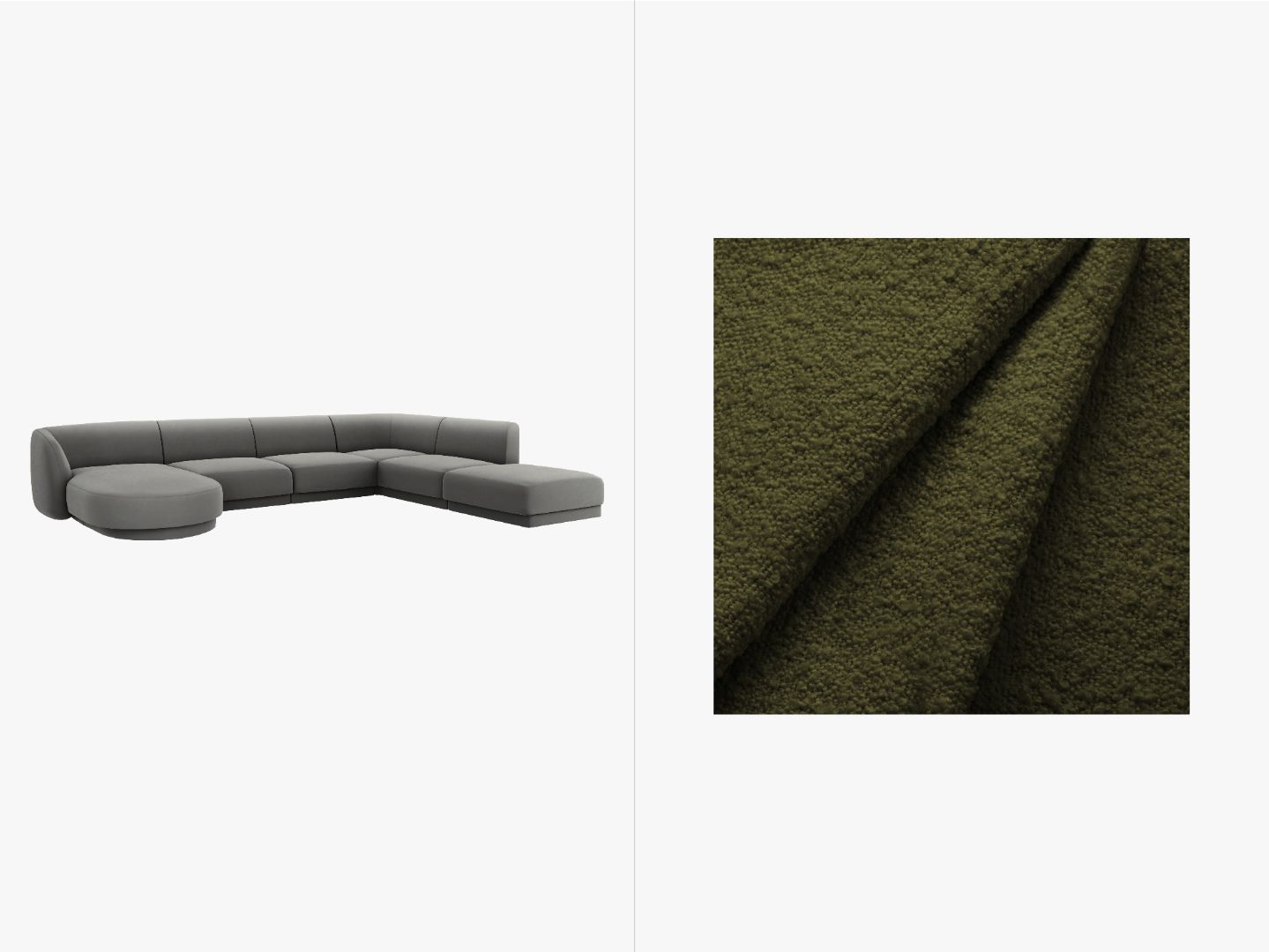 Kotna sedežna garnitura Miley Panoramic, 330x255cm, Material: Žamet