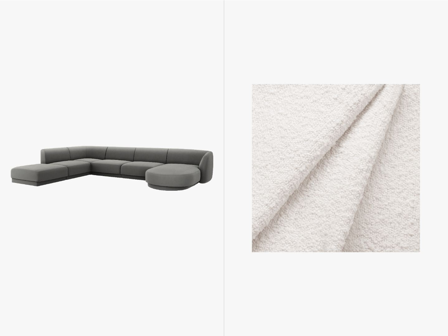 Kotna sedežna garnitura Miley Panoramic, 330x255cm, Material: Žamet