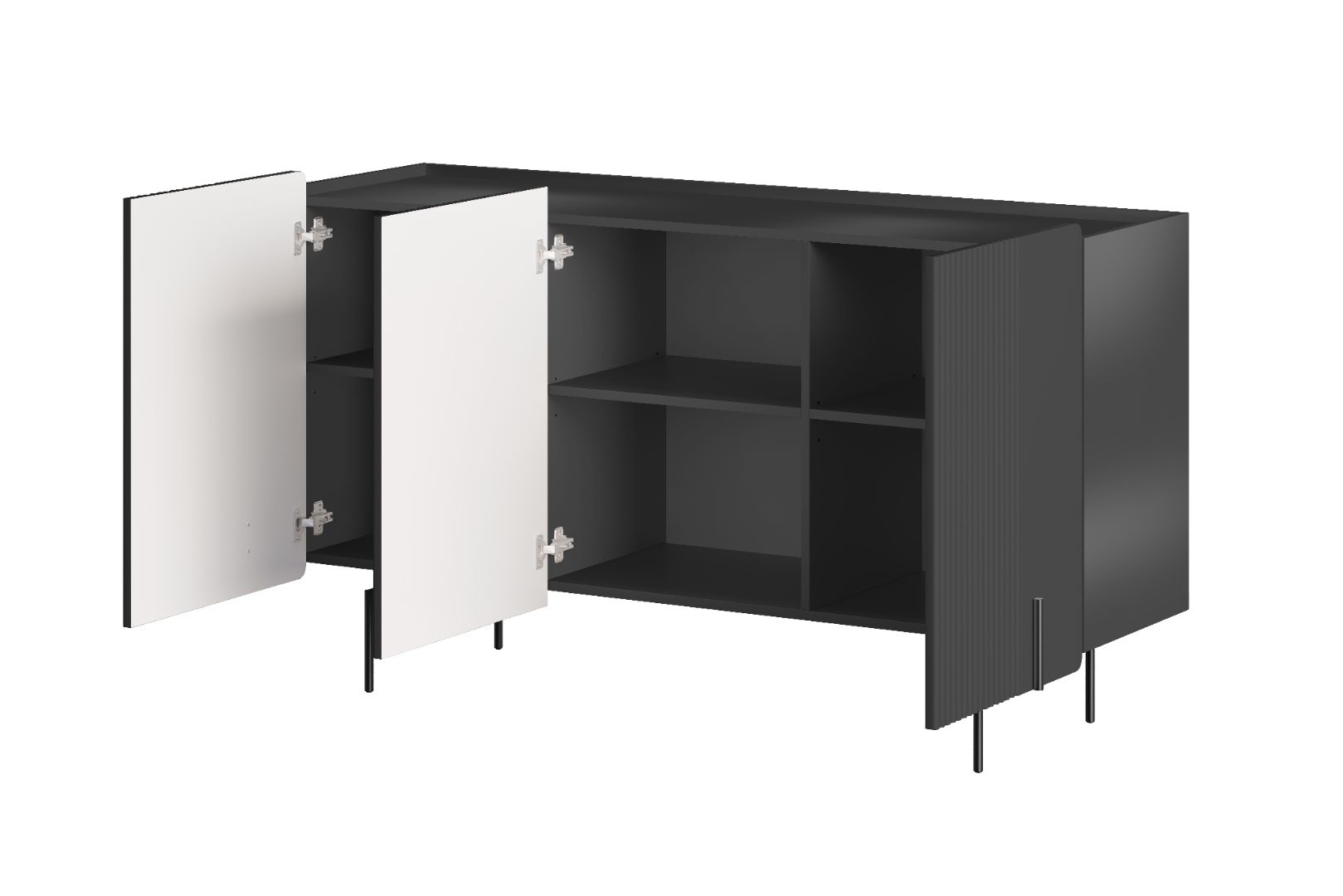 Komoda Malmi 150 cm, 3 vrata in 3 police, material: MDF