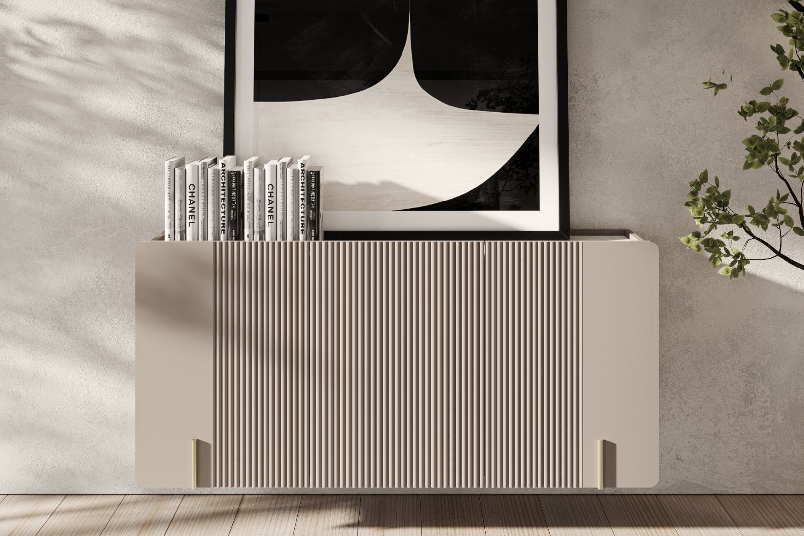 Komoda Malmi 150 cm, 3 vrata in 3 police, material: MDF