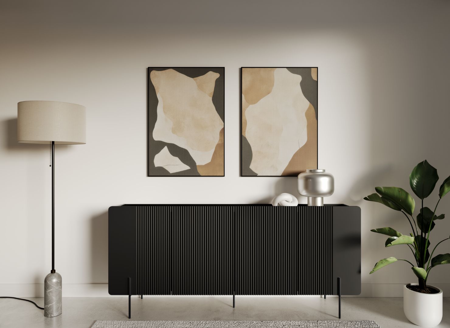 Komoda Malmi 200 cm, 4 vrata in 4 police, material: MDF