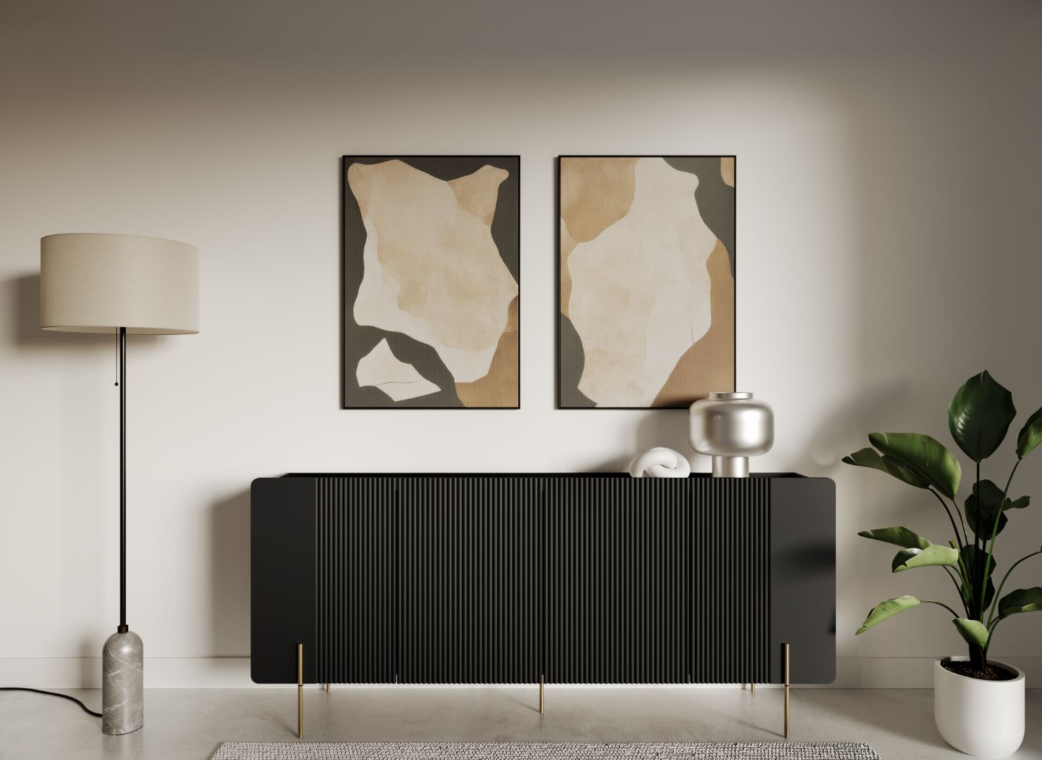 Komoda Malmi 200 cm, 4 vrata in 4 police, material: MDF