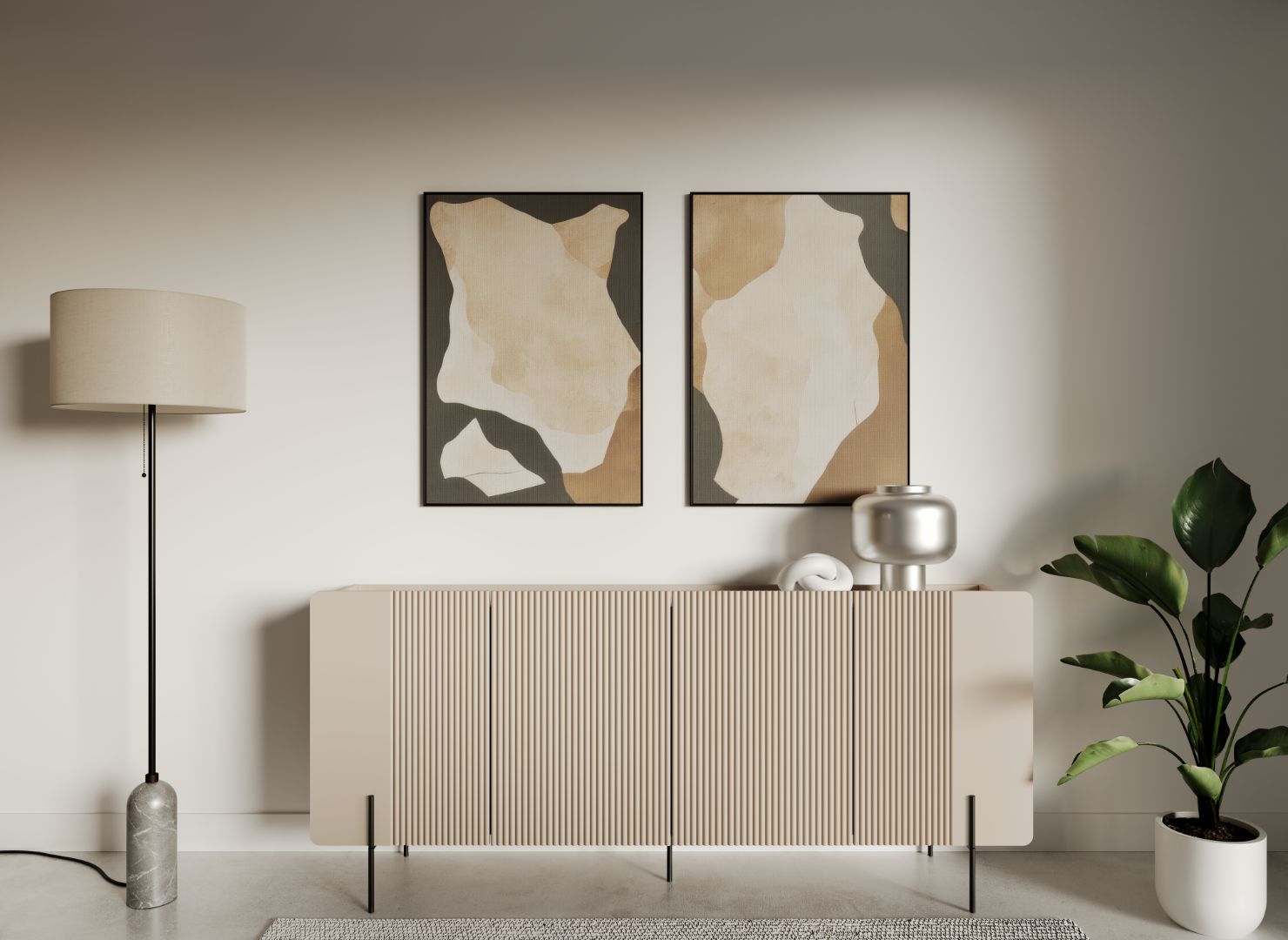 Komoda Malmi 200 cm, 4 vrata in 4 police, material: MDF