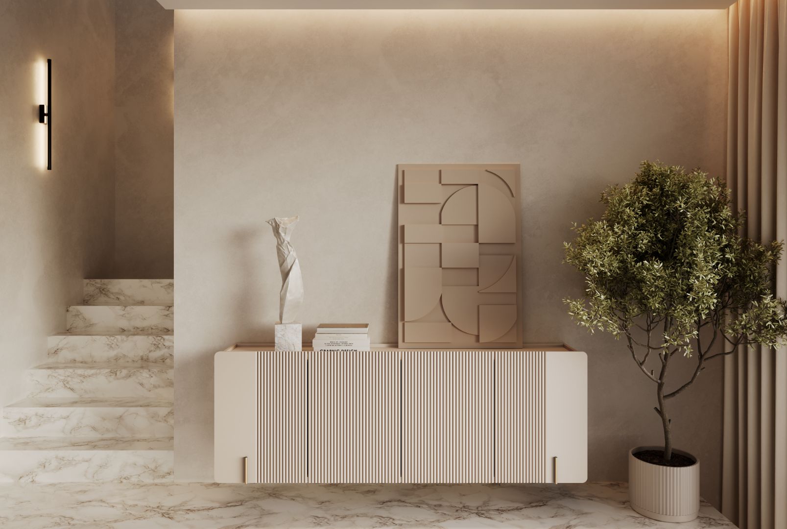 Komoda Malmi 200 cm, 4 vrata in 4 police, material: MDF