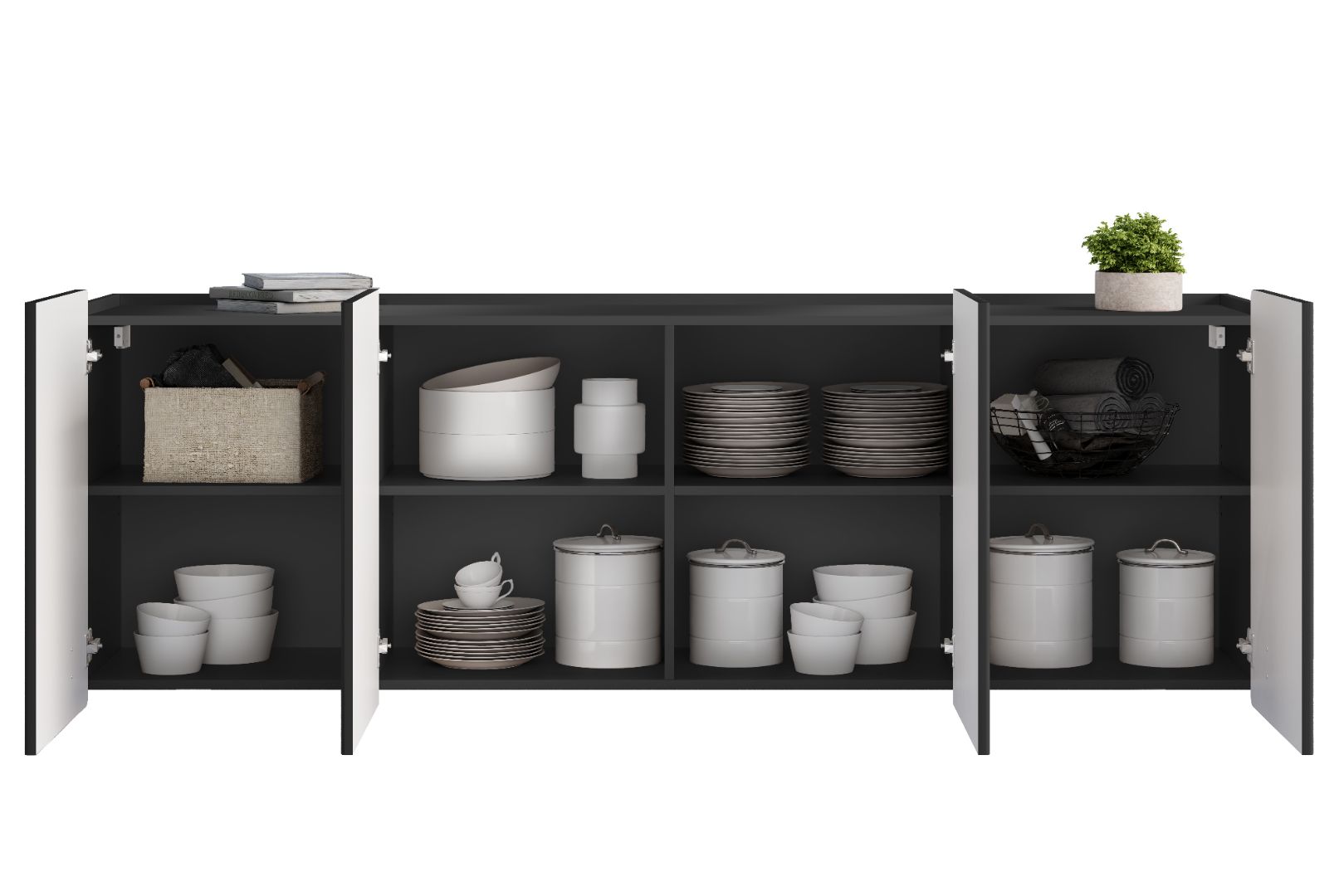 Komoda Malmi 200 cm, 4 vrata in 4 police, material: MDF