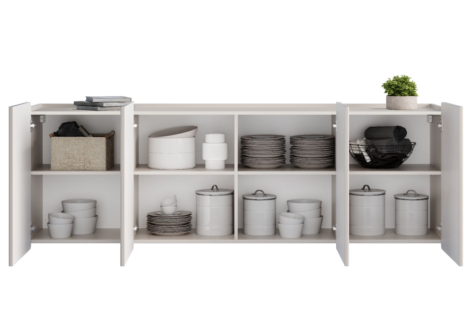 Komoda Malmi 200 cm, 4 vrata in 4 police, material: MDF