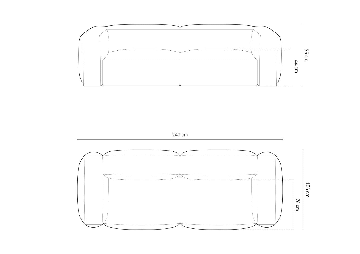 Kavč Martina, 240x106cm, Material: Rebrasta tkanina