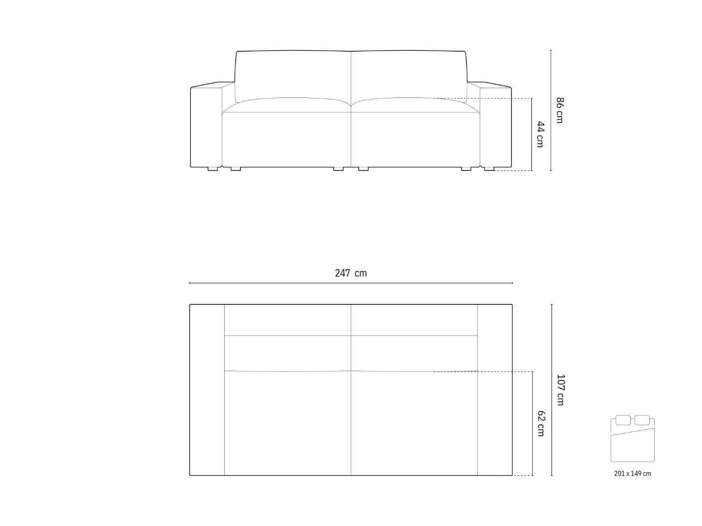 Jodie kavč z raztegljivim ležiščem za 3 osebe, material: žamet
