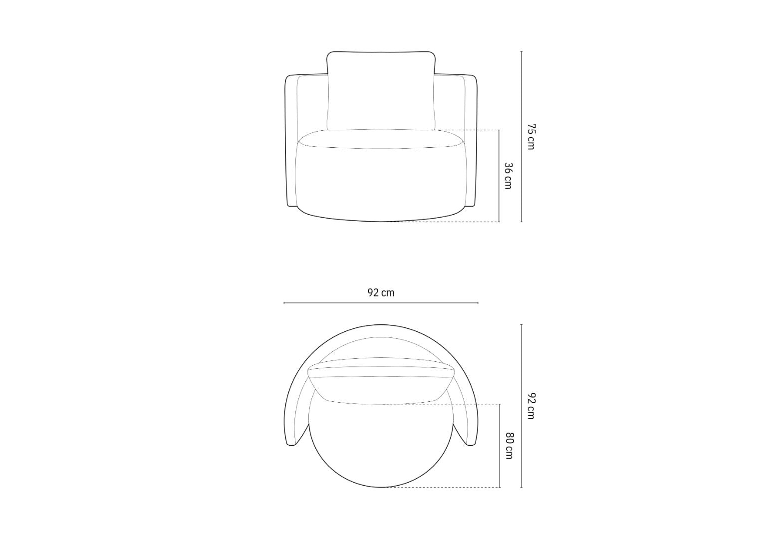 Fotelj Bliss 92x92cm, Material: Bukle