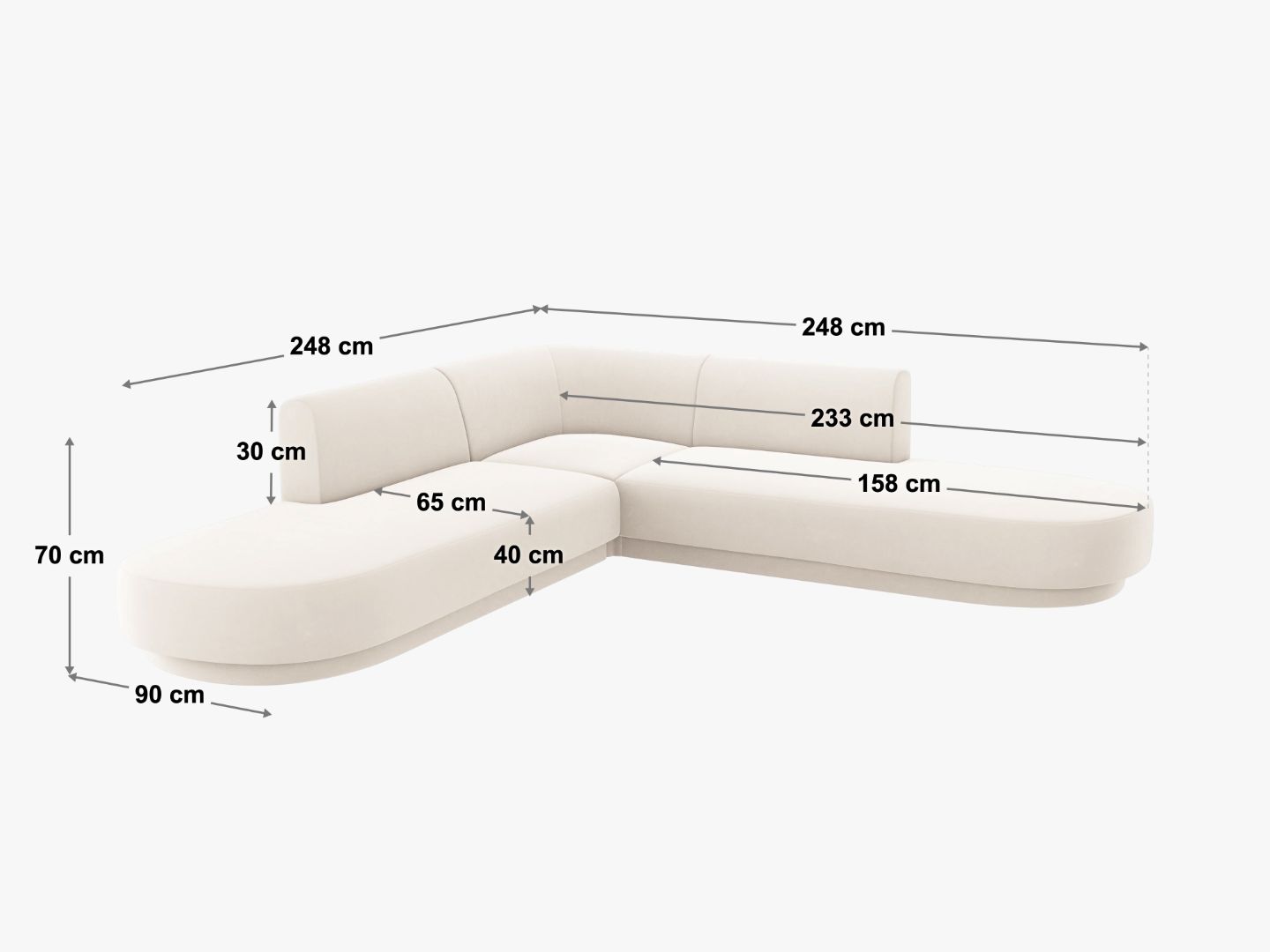 Kotna sedežna garnitura Miley okrogla, 248x248cm, Material: Žamet