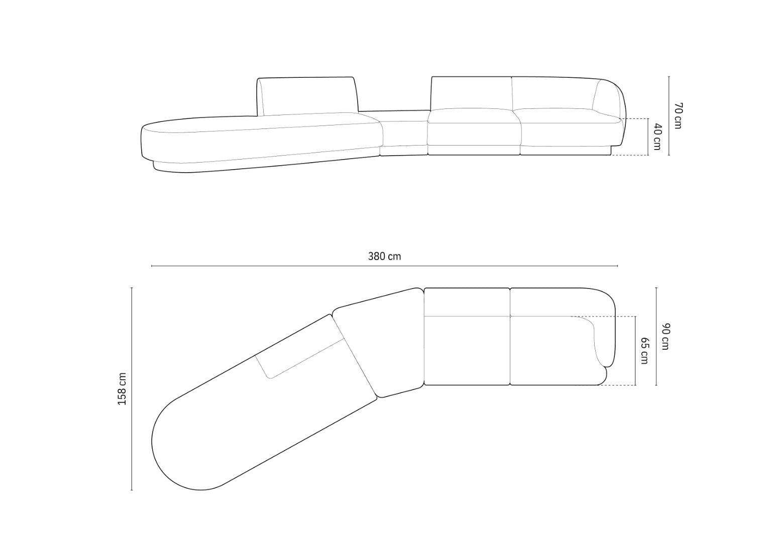 Kavč Miley 372x160cm, Material: Žamet
