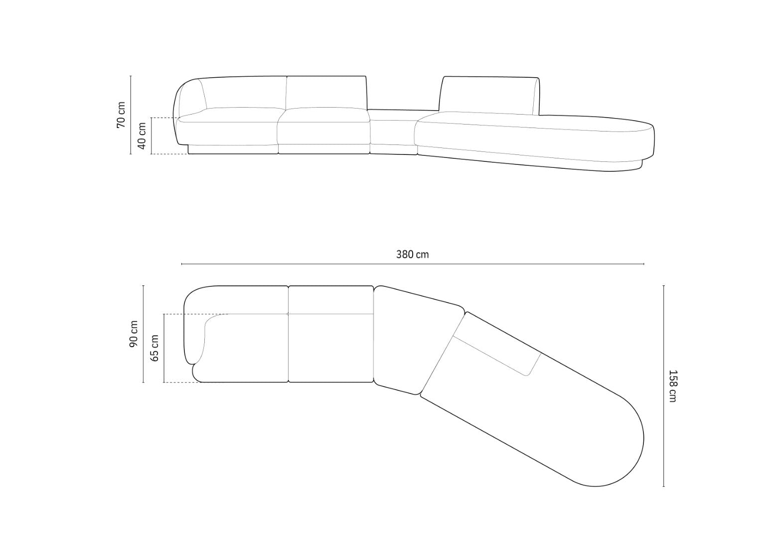 Kavč Miley 372x160cm, Material: Žamet