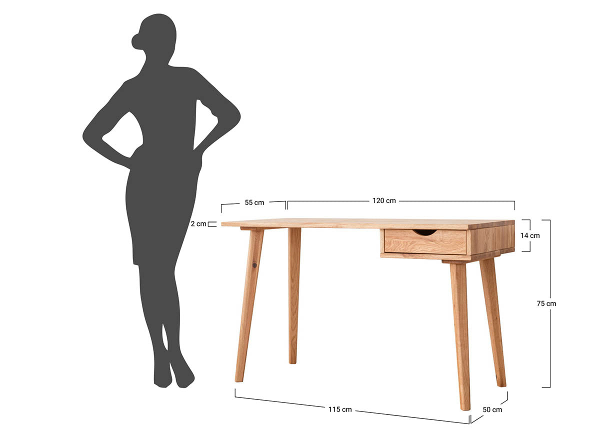 Pisarniški stol Simona 120x55 cm, Material: Masivno hrastovo les