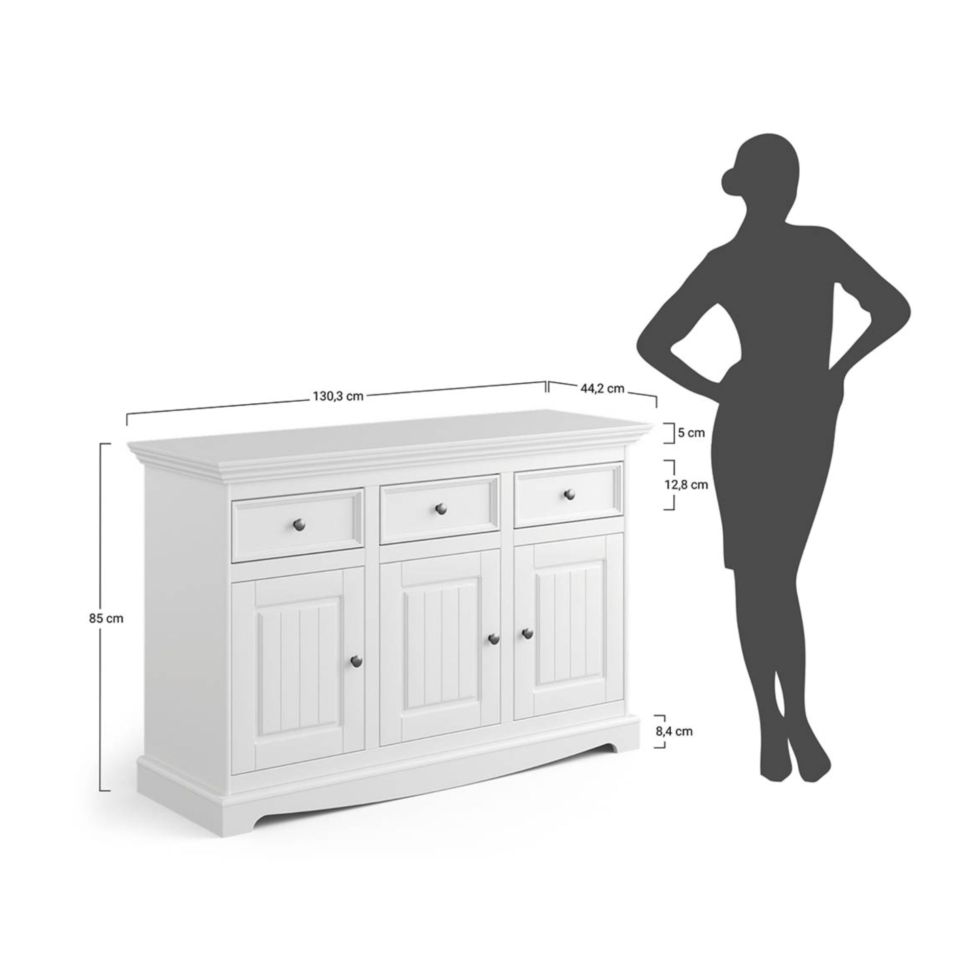 Komoda Belluno 130,3x44,2 cm, Material: Masivna borovina