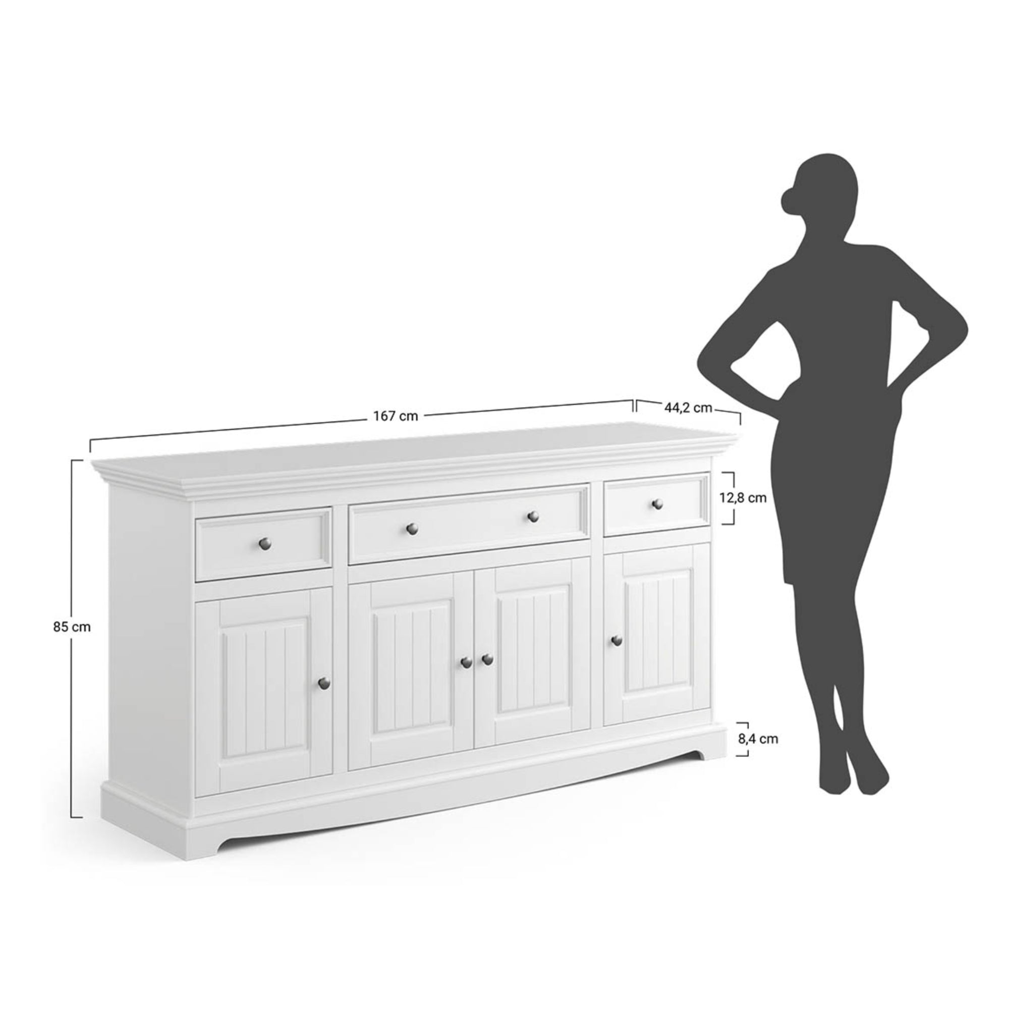 Komoda Belluno 167x44,2 cm, material: masivna borovina