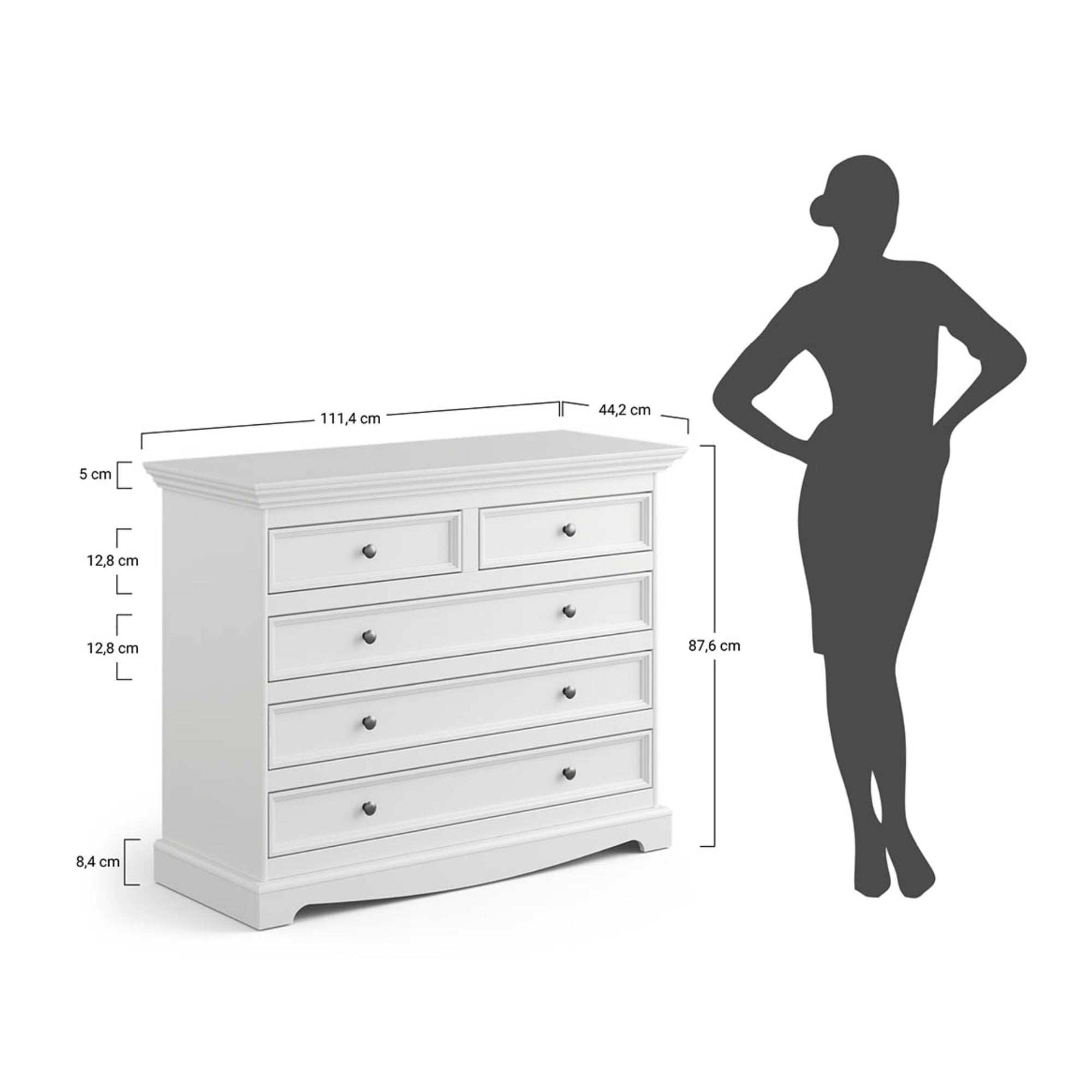 Komoda Belluno 111x44 cm, material: masivna borovina
