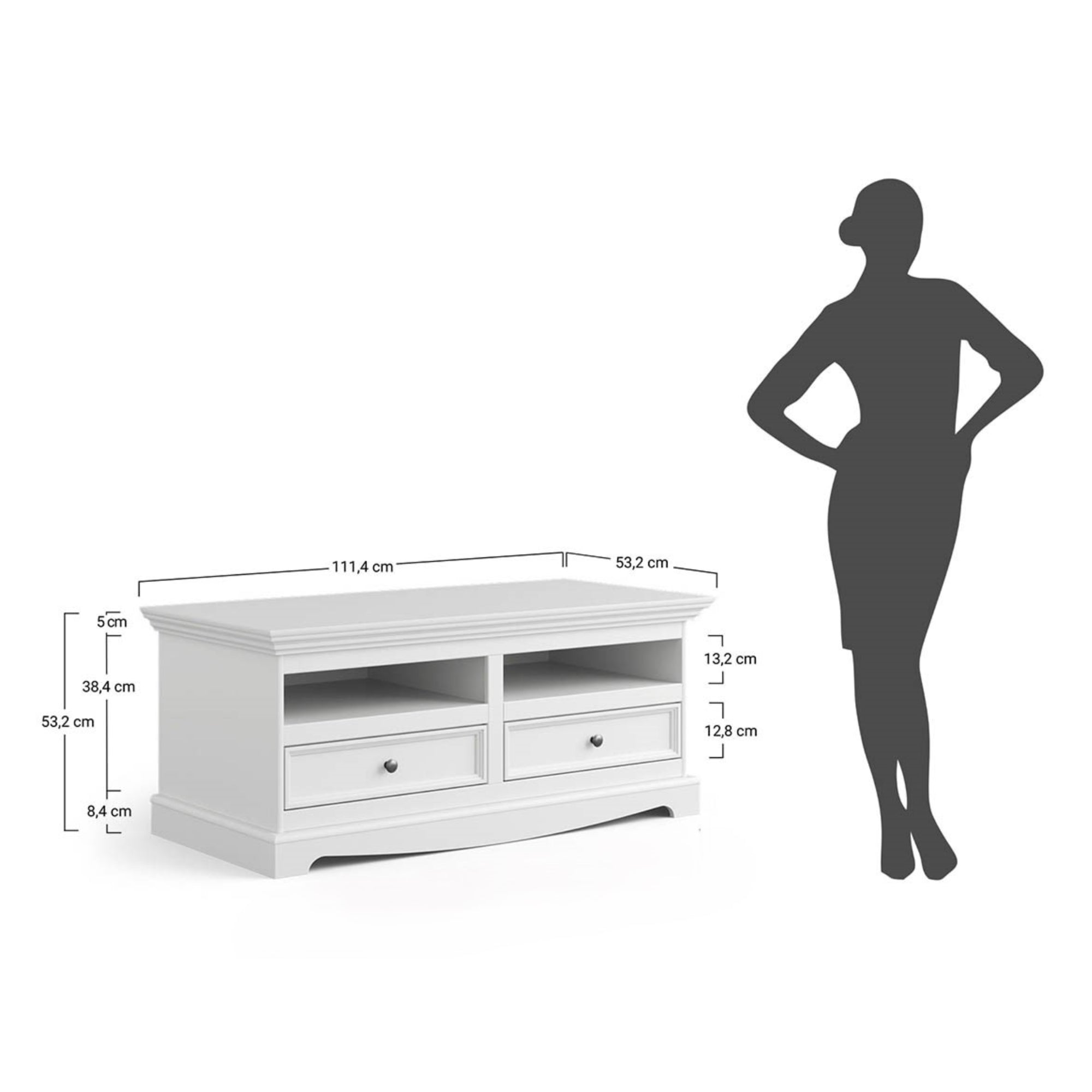 TV komoda Belluno 111x53 cm, material: masivna borovina