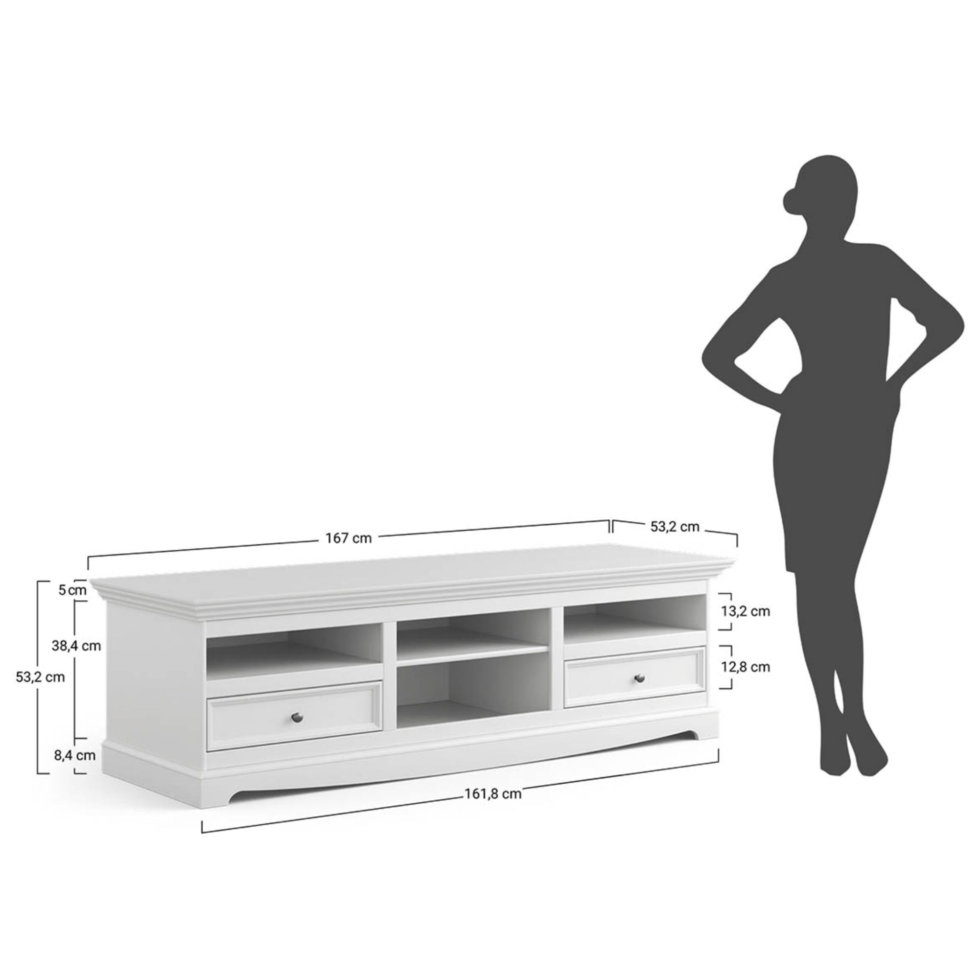 TV komoda Belluno 167x53 cm, material: masivna borovina
