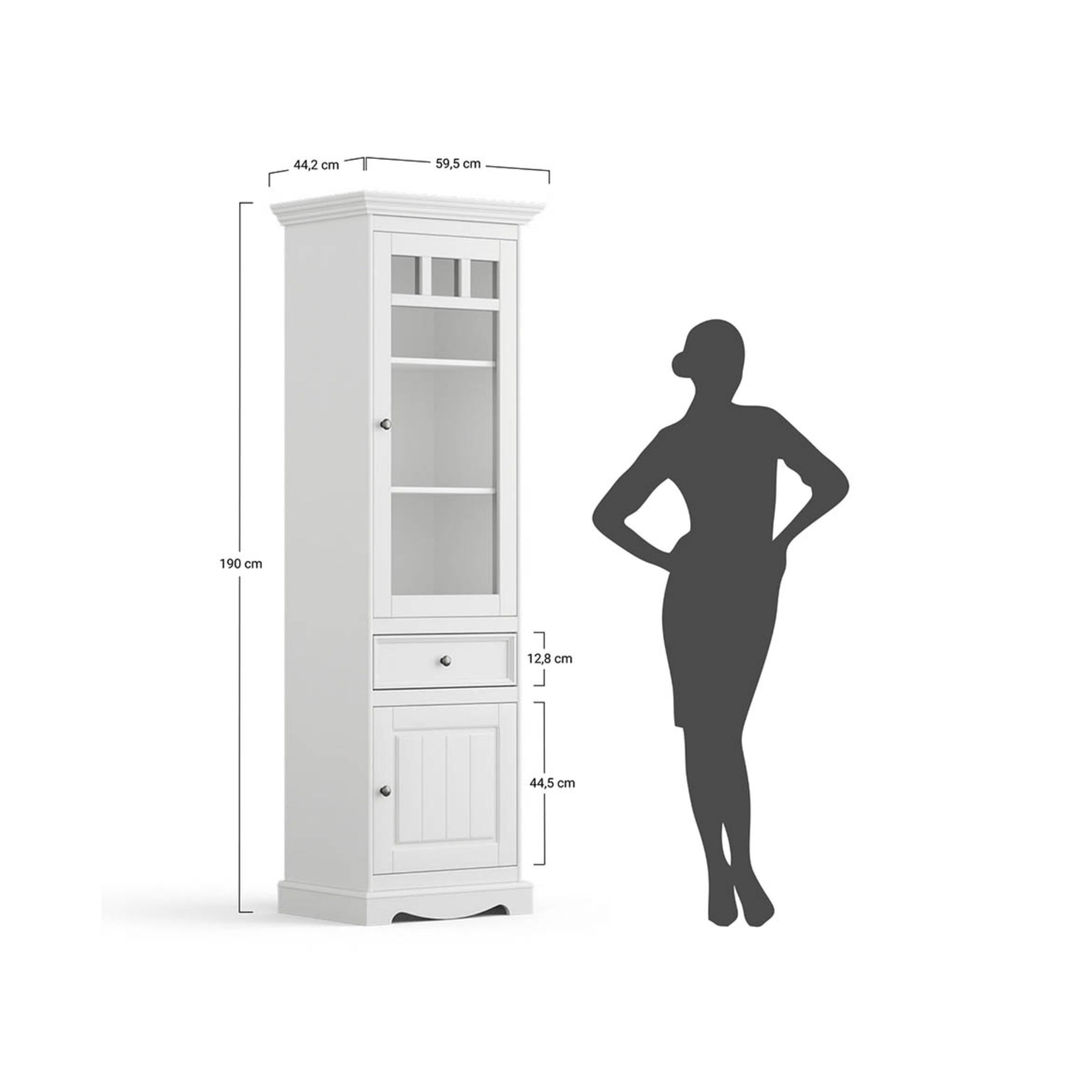 Vitrina Belluno 44,2x190 cm, Material: Masivna borovina