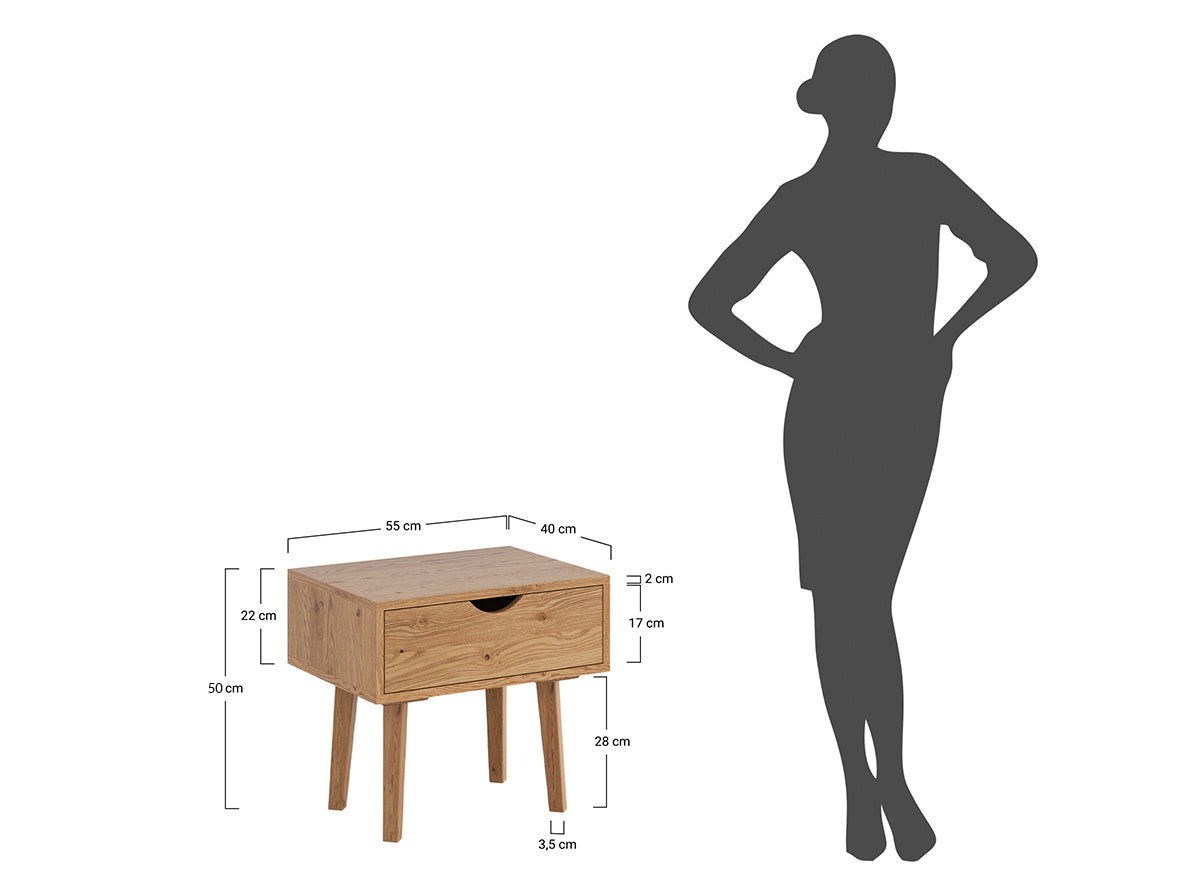 Nočna omarica Simona, Material: Masivno hrastovo les
