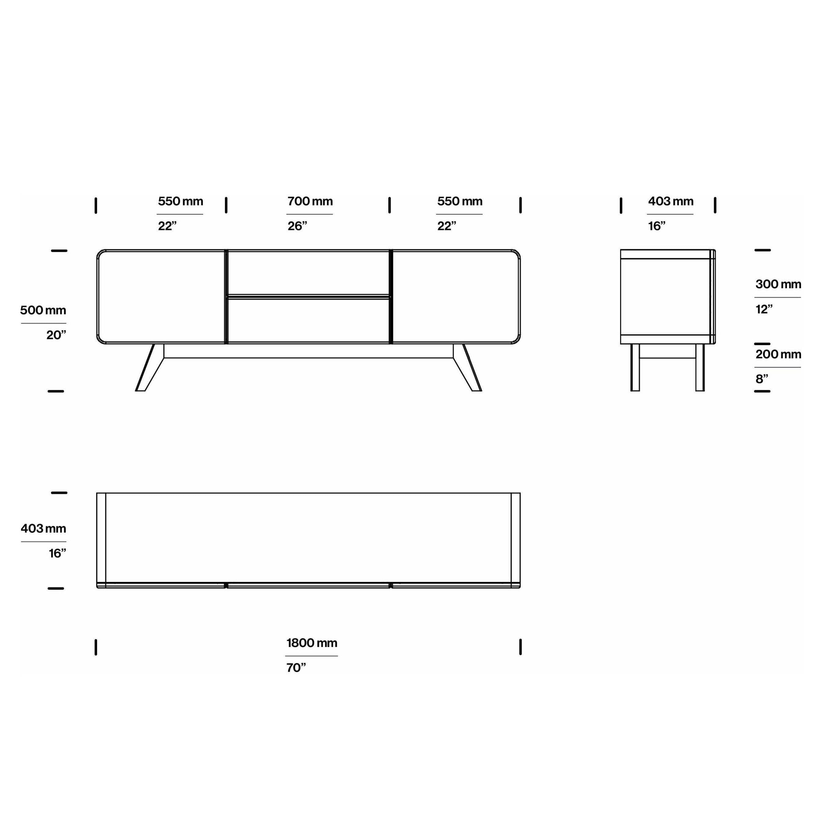 TV komoda Luba 180x40,3 cm, material: masiven hrast