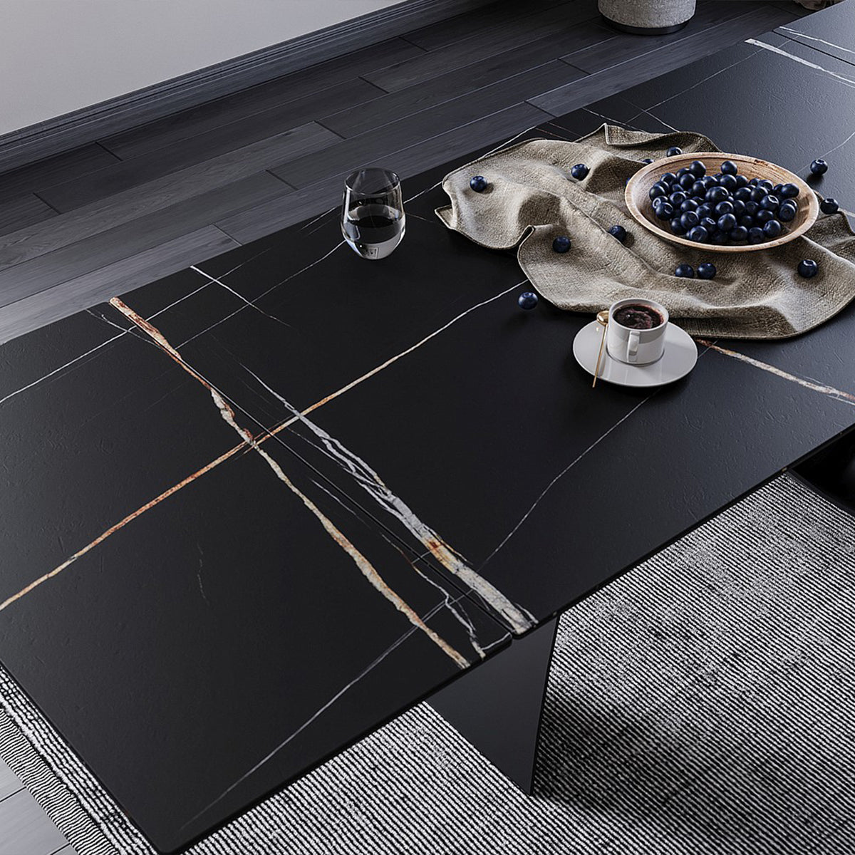 Jedilna miza Diuna 160/240x90cm, Material: Kaljeno steklo, Keramika