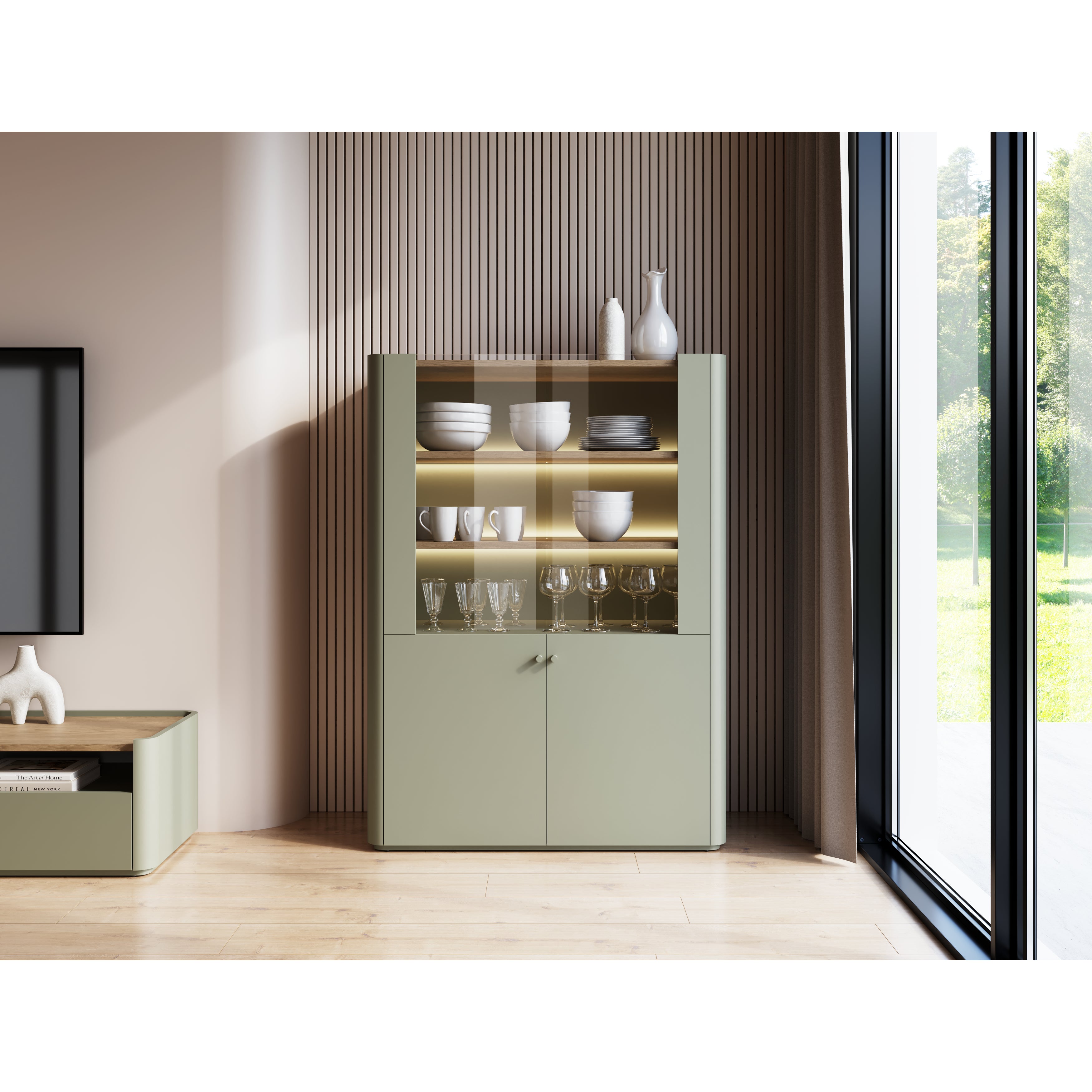 Vitrina Elivo 100cm, Material: MDF, melaminska plošča