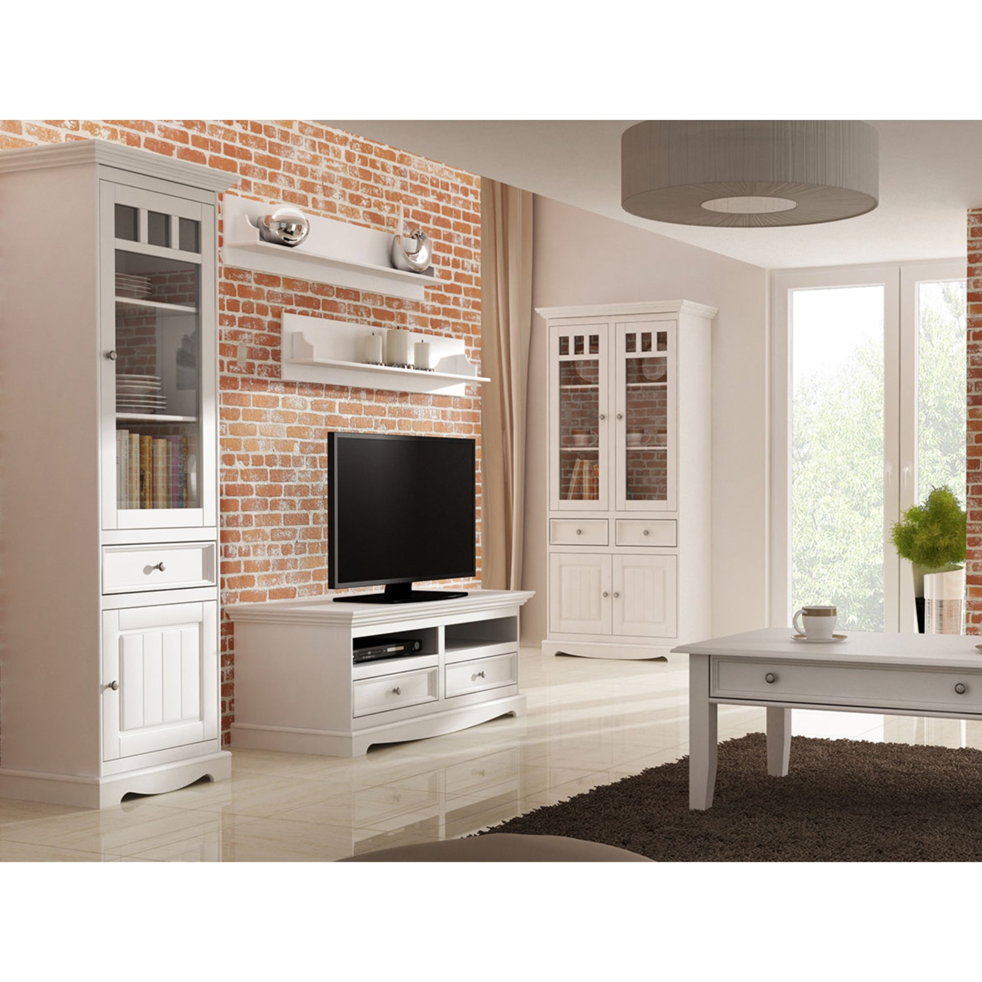 Vitrina Belluno 44x190 cm, material: masivna borovina