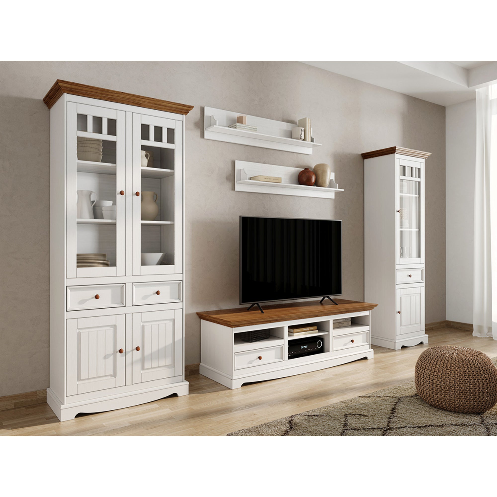 Vitrina Belluno 44x190 cm, material: masivna borovina