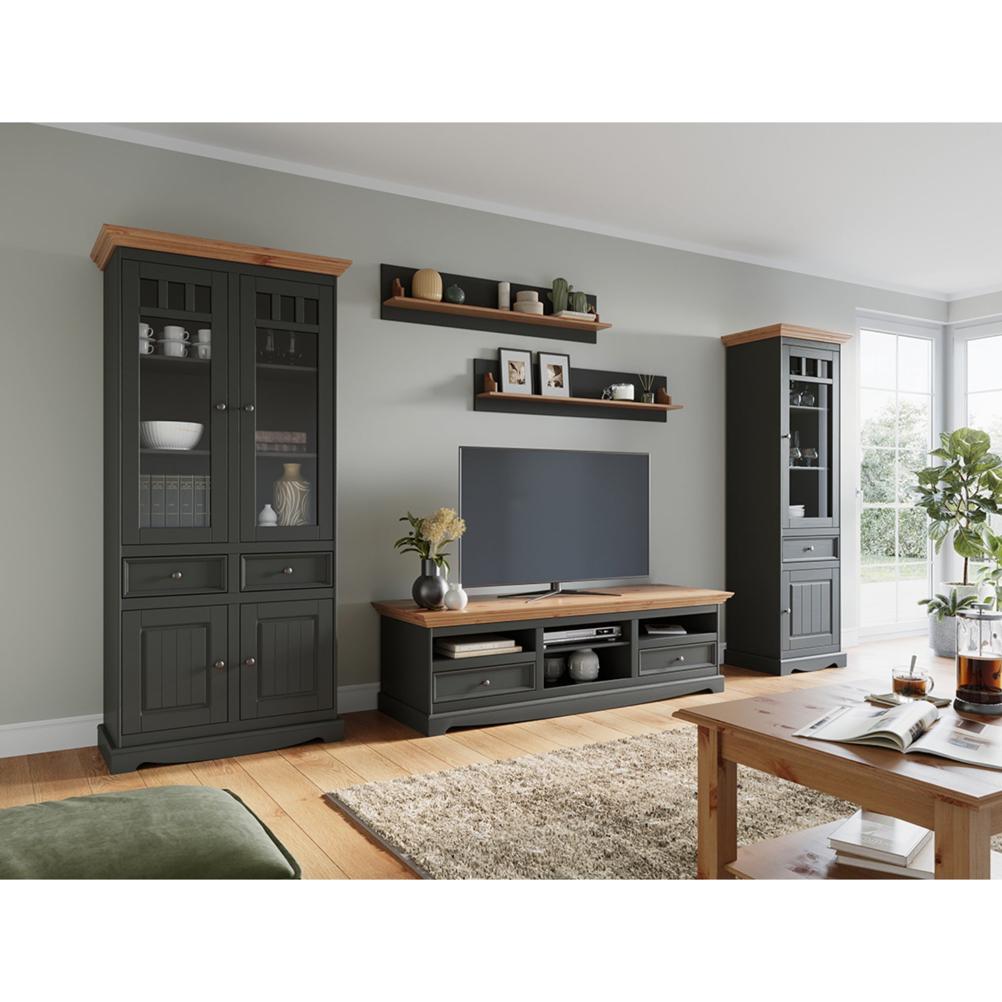 Vitrina Belluno 44,2x190 cm, Material: Masivna borovina
