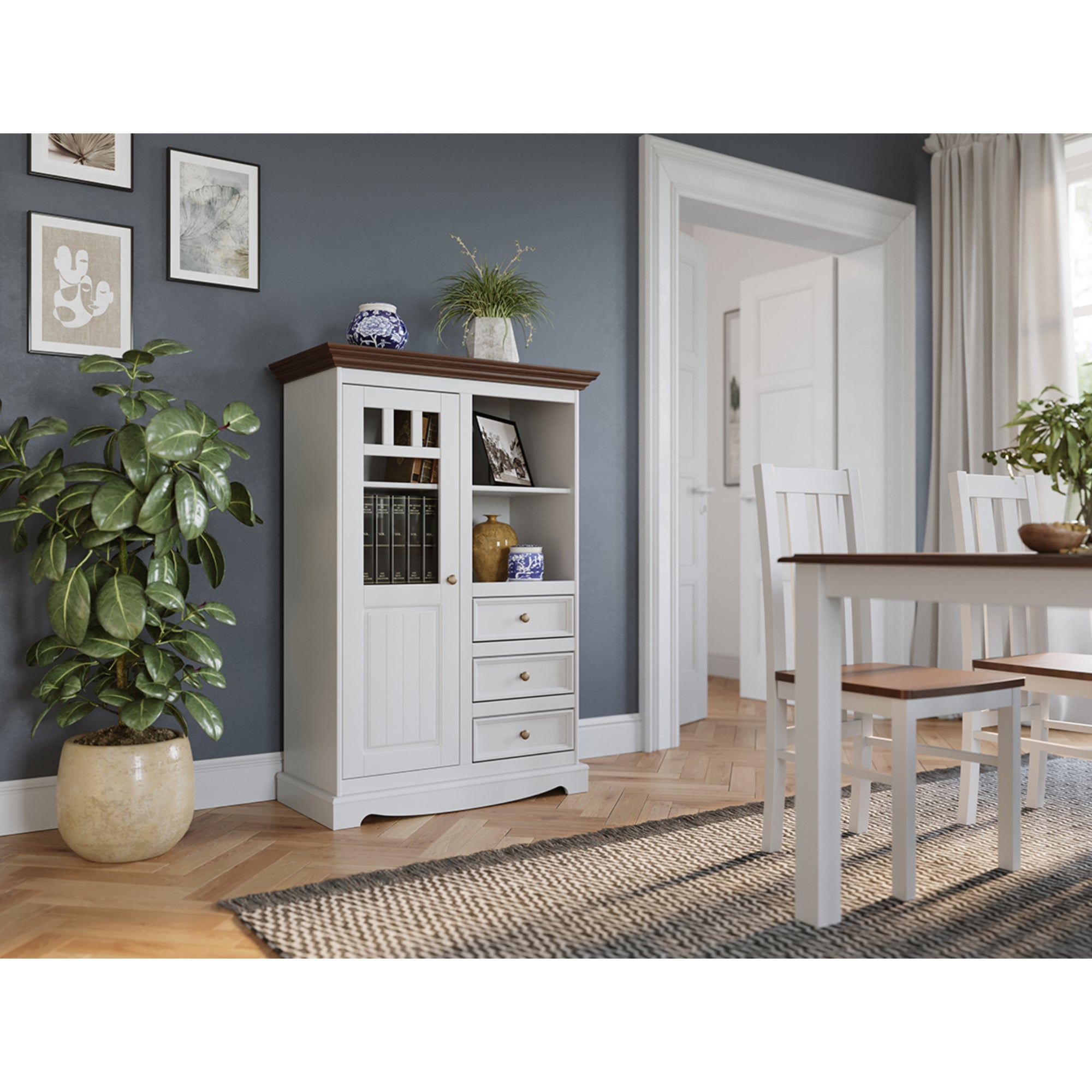 Vitrina Belluno 44x130 cm Material: Masivna borovina