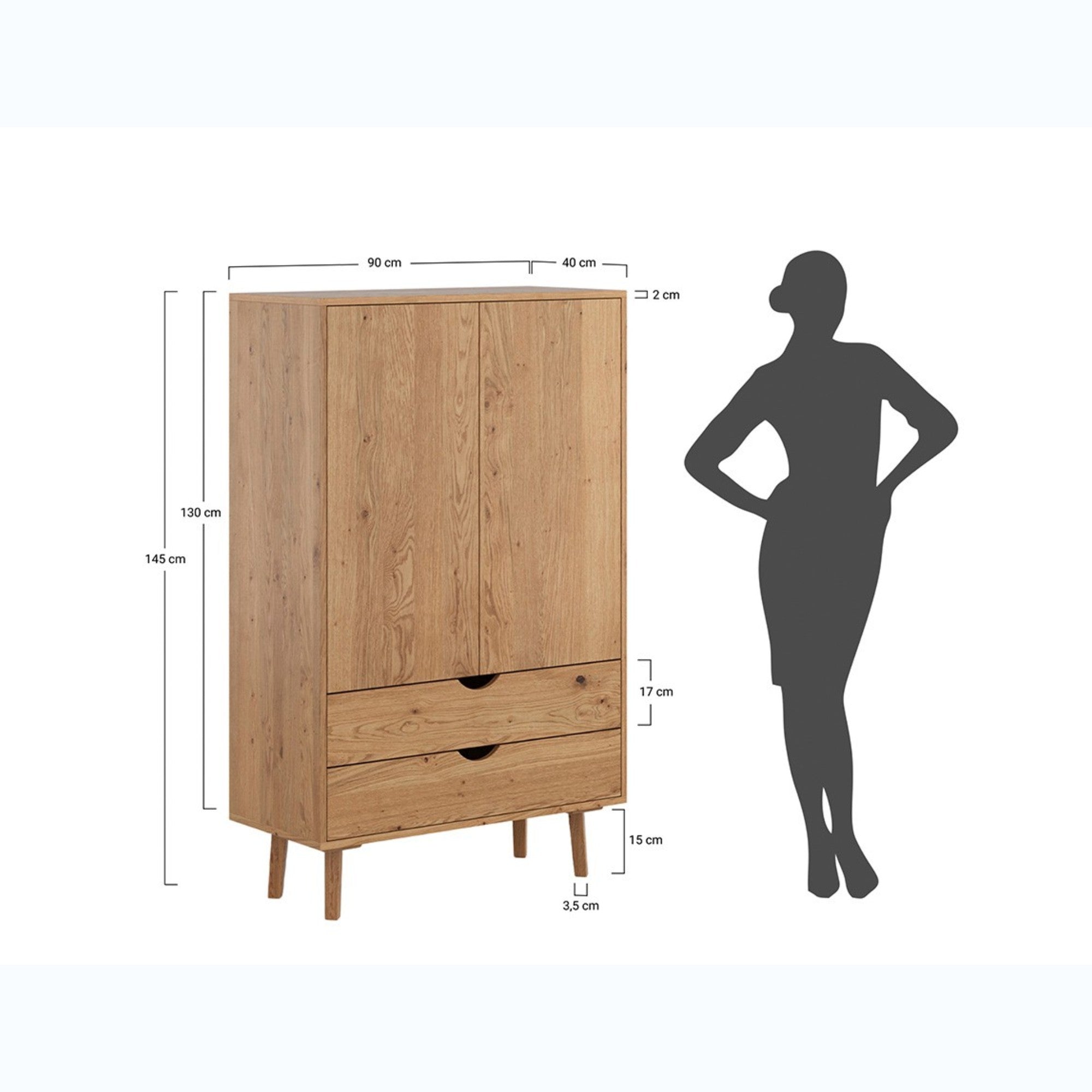Komoda Simona 90x40 cm, Material: Masivno hrastovo les