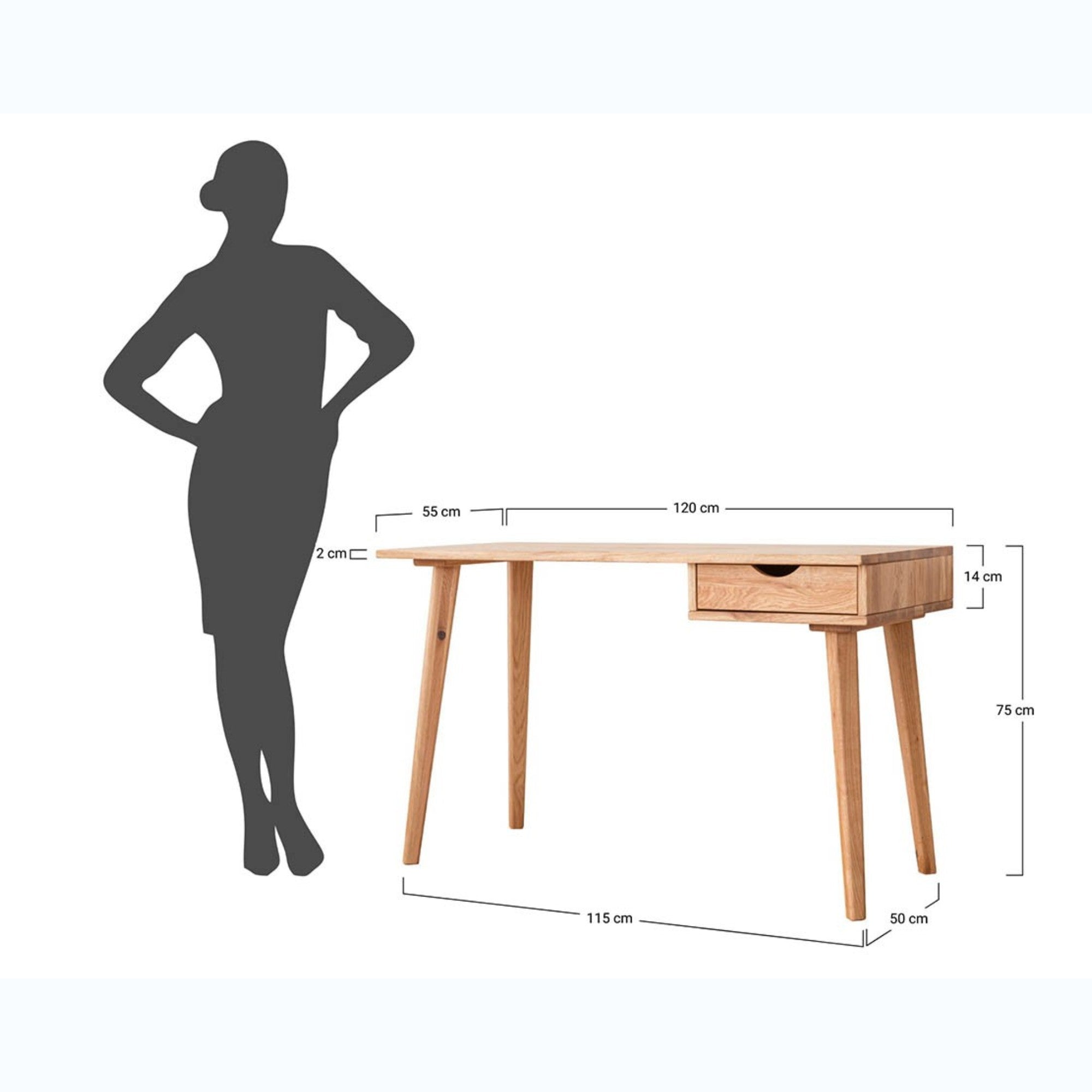 Pisarniški stol Simona 120x55 cm, Material: Masivno hrastovo les