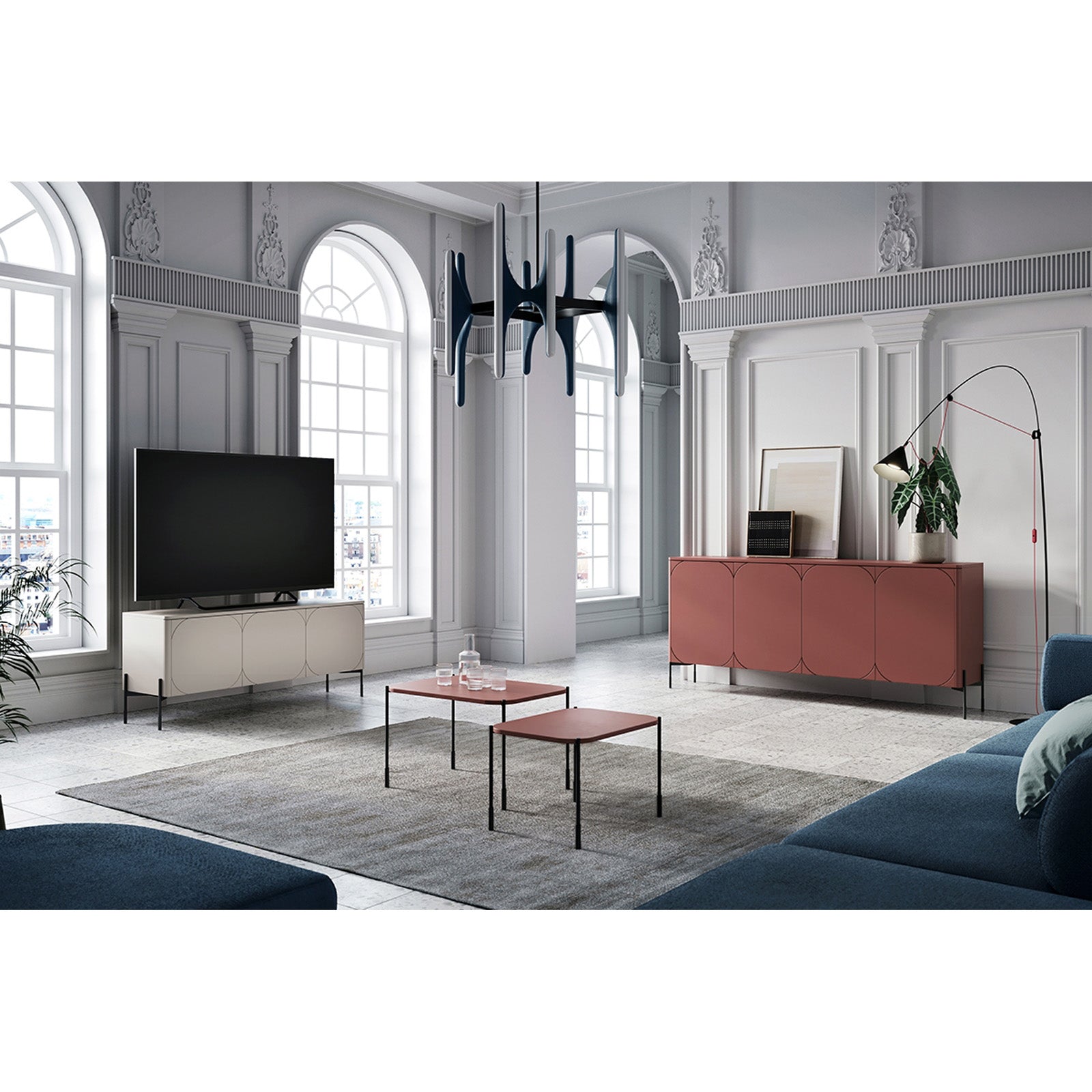 Sonatia komoda 200 cm, 4 vrata in 4 predali, Material: MDF