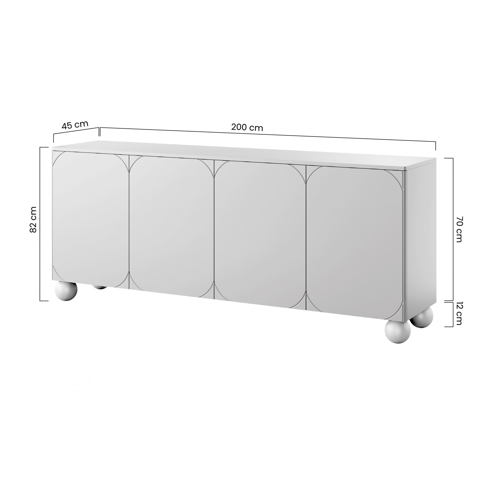 Sonatia komoda 200 cm, 4 vrata in 4 predali, Material: MDF