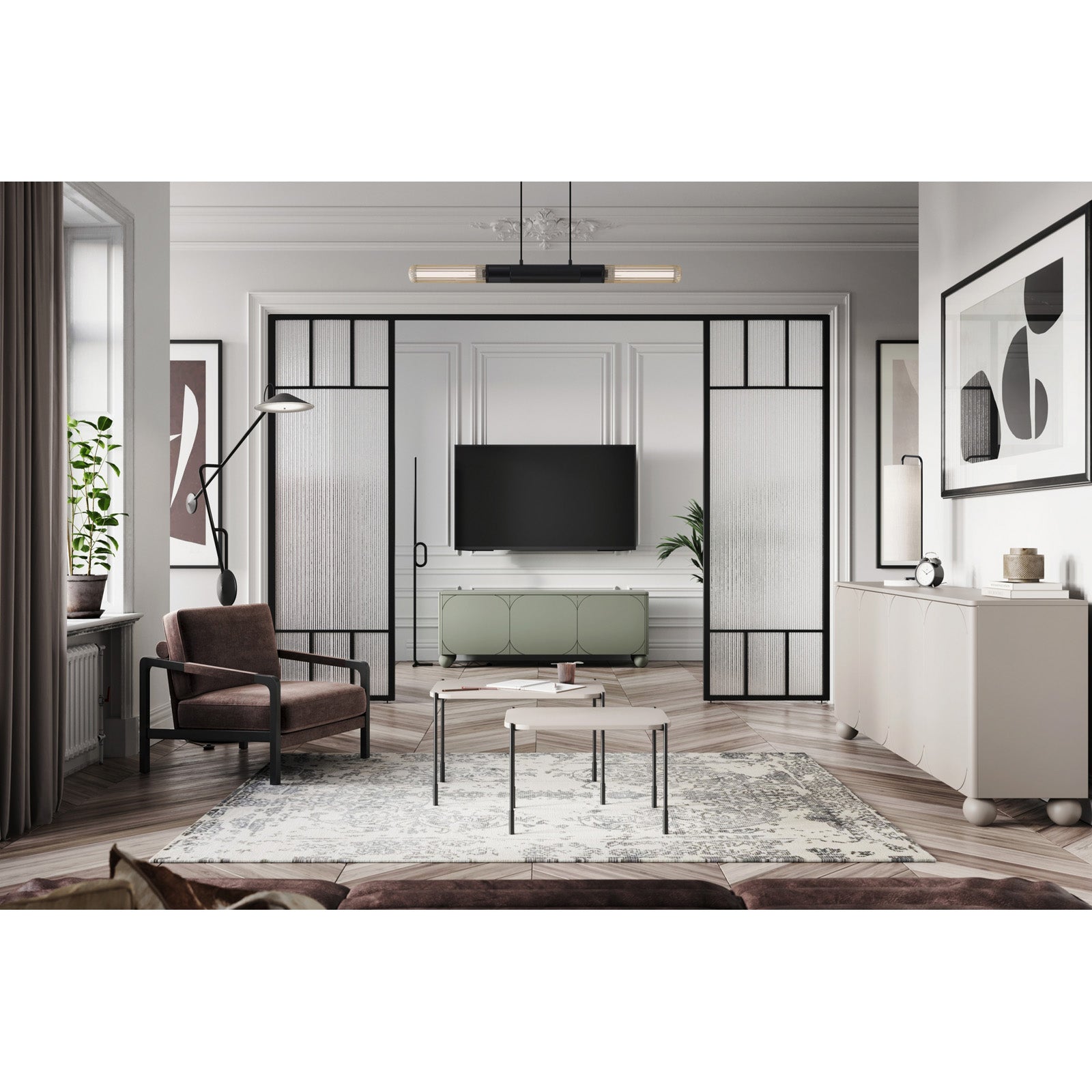 Sonatia komoda 200 cm, 4 vrata in 2 predala, material: MDF