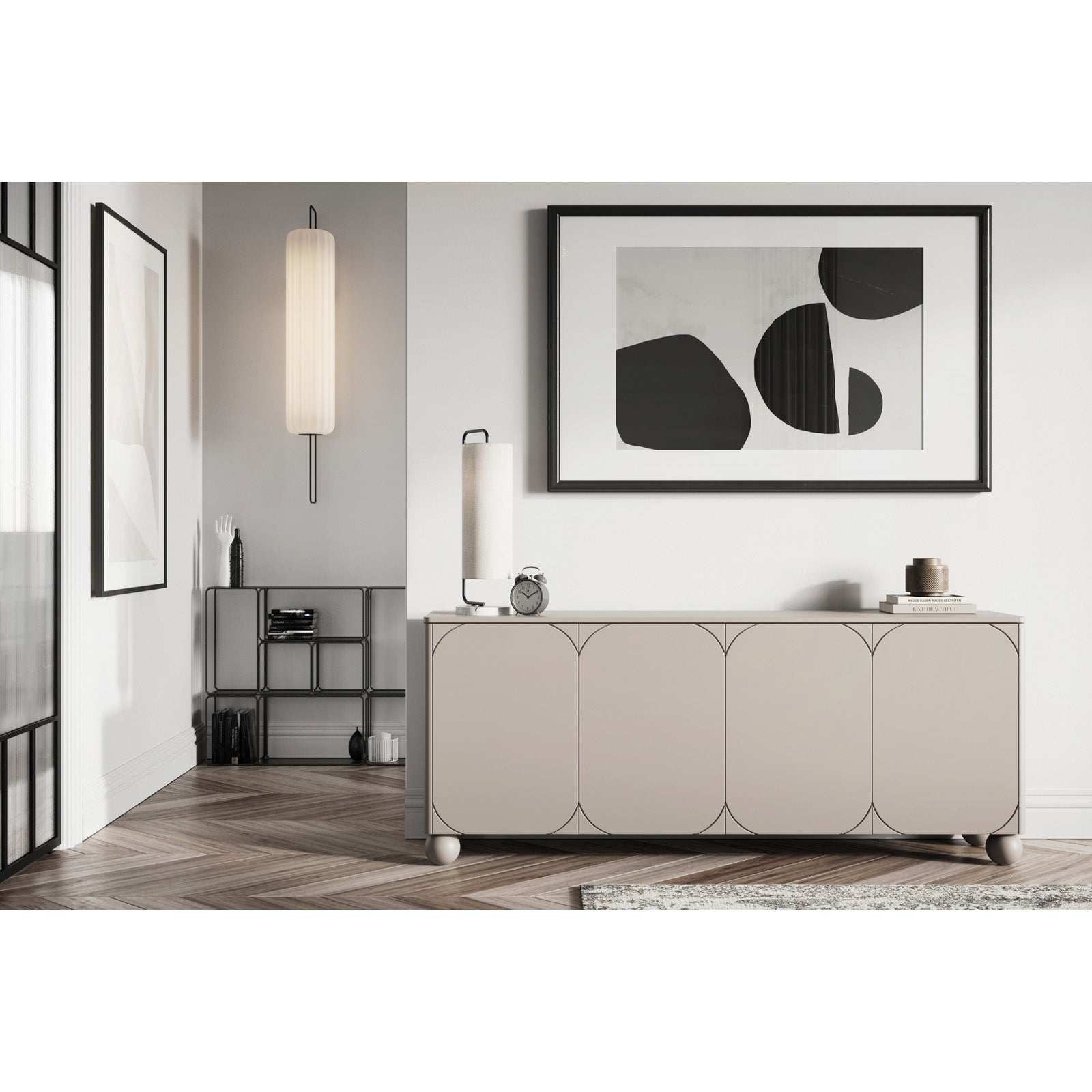 Sonatia komoda 200 cm, 4 vrata in 2 predala, material: MDF