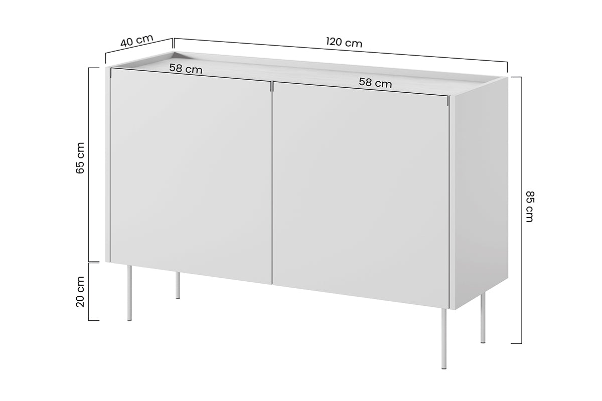 Dizajnerska komoda 120 cm, 2 vrata in 2 predala, Material: MDF