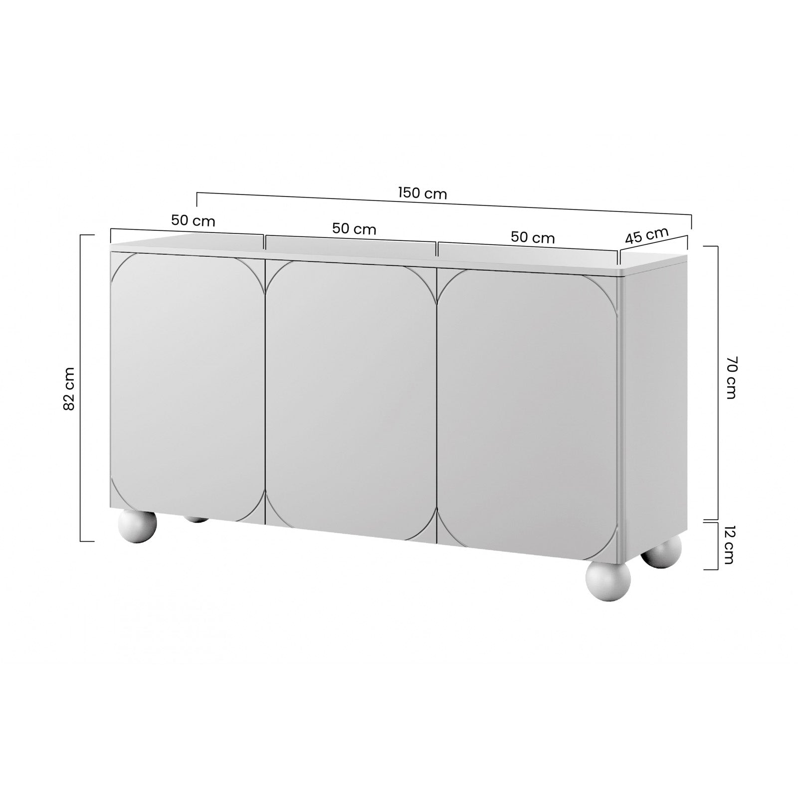 Sonatia komoda 150 cm, 3 vrata, Material: MDF