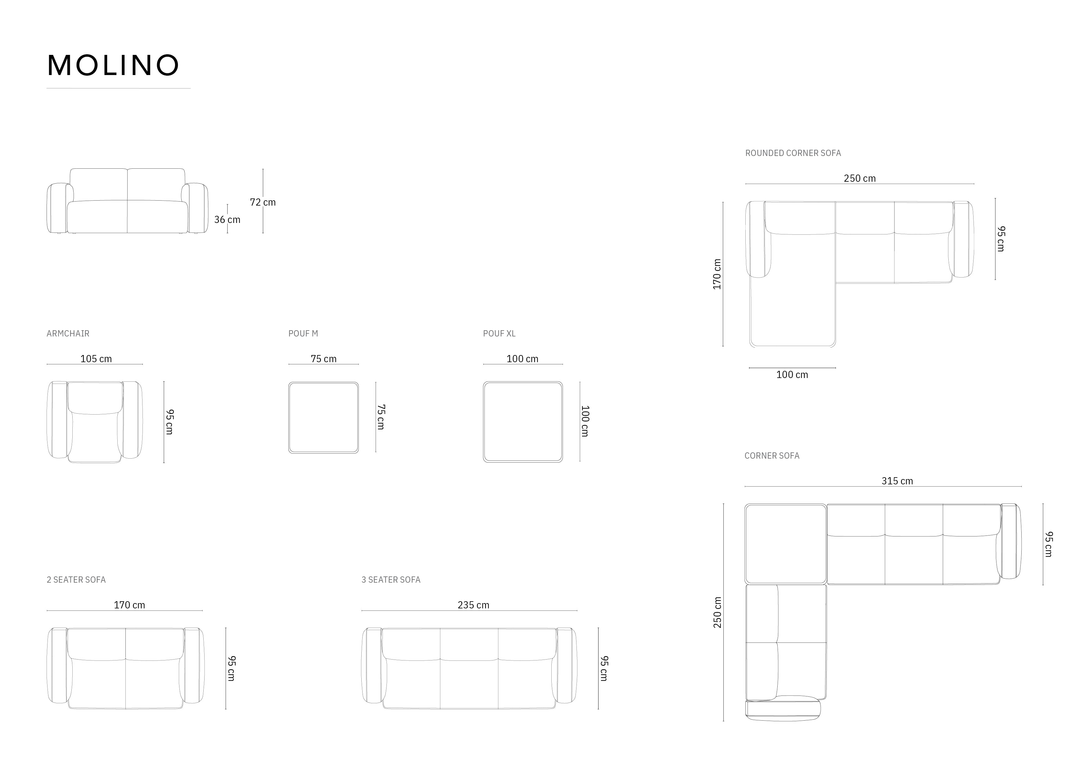 Kavč Molino 170x95 cm, Material: Bukle