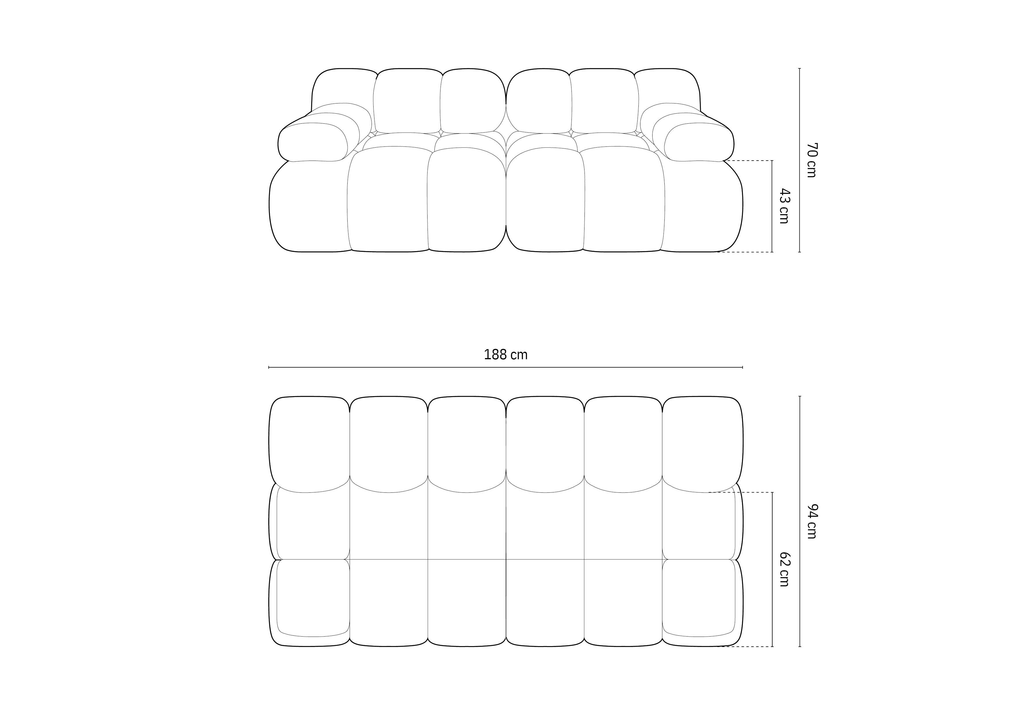 Modularni kavč Bellis 188x94cm, Material: Bukle