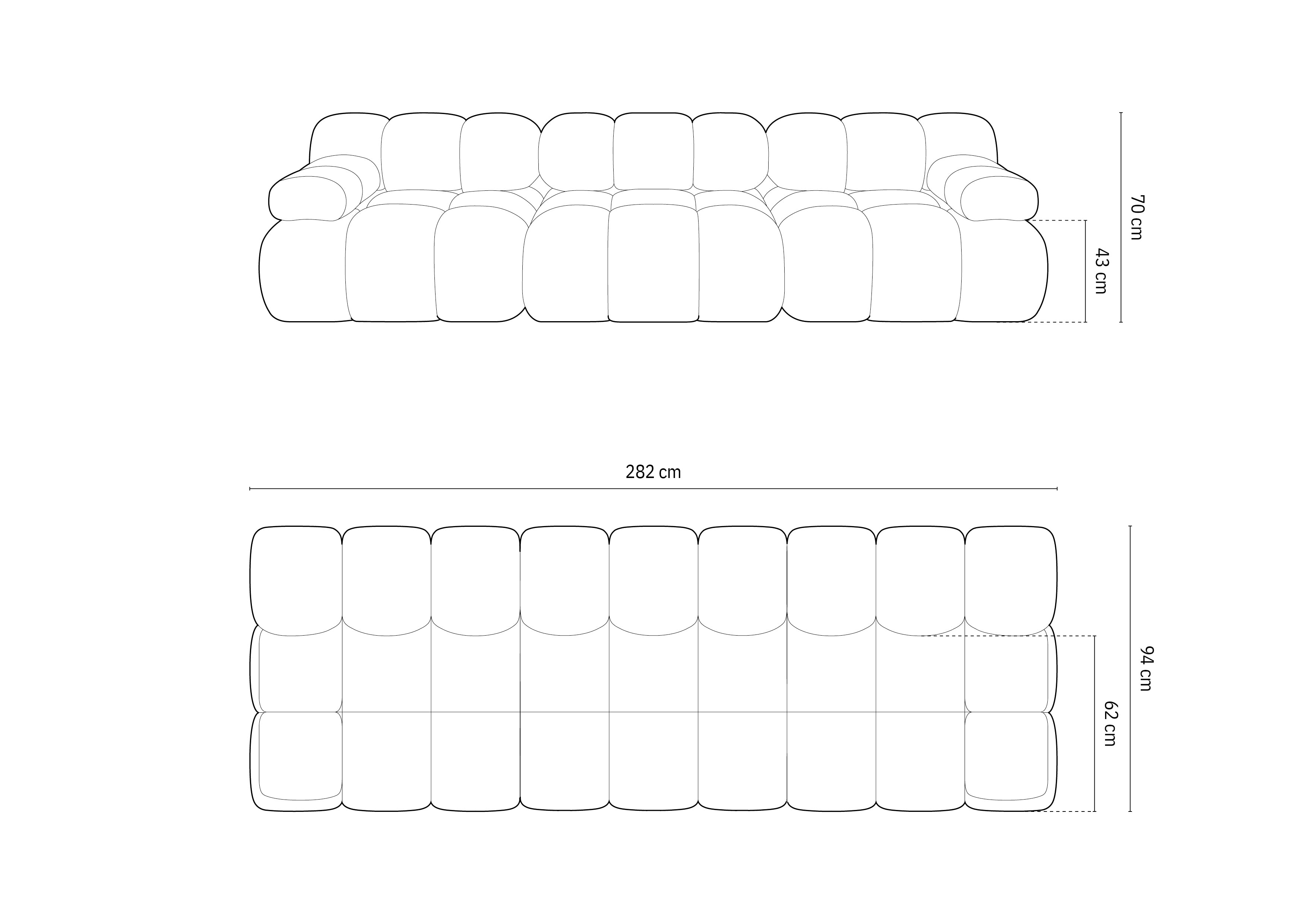 Modularni kavč Bellis 282x94cm, Material: Bukle