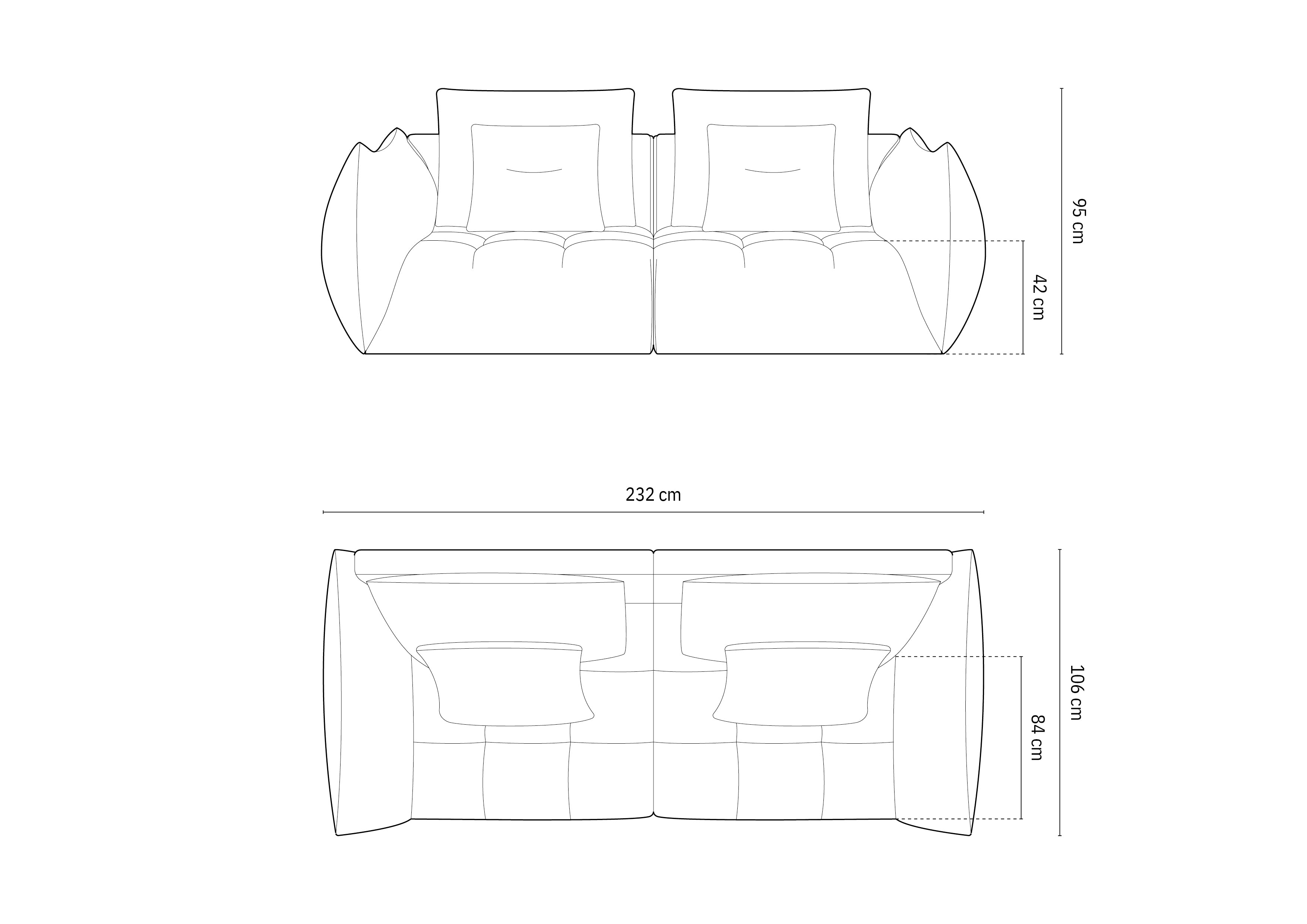 Kavč Bloom, 3 sedeži, 232x106 cm, Material: Strukturirano blago