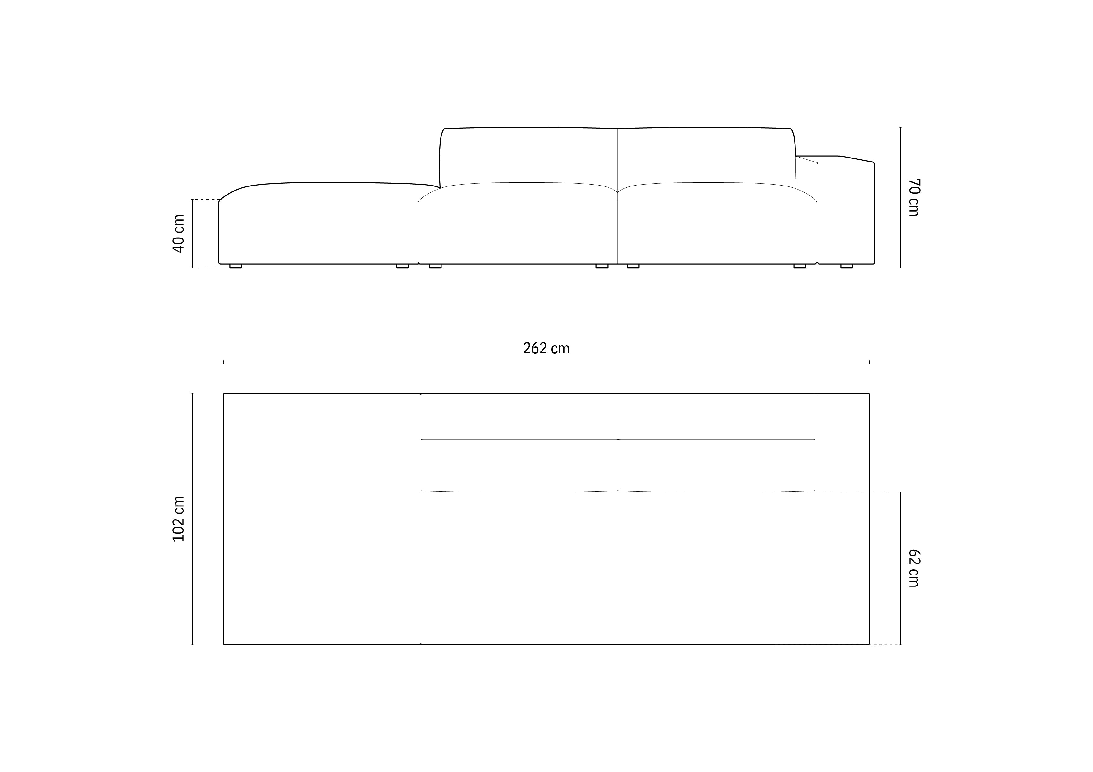 Kavč Jodie 262x102cm, Material: Žamet