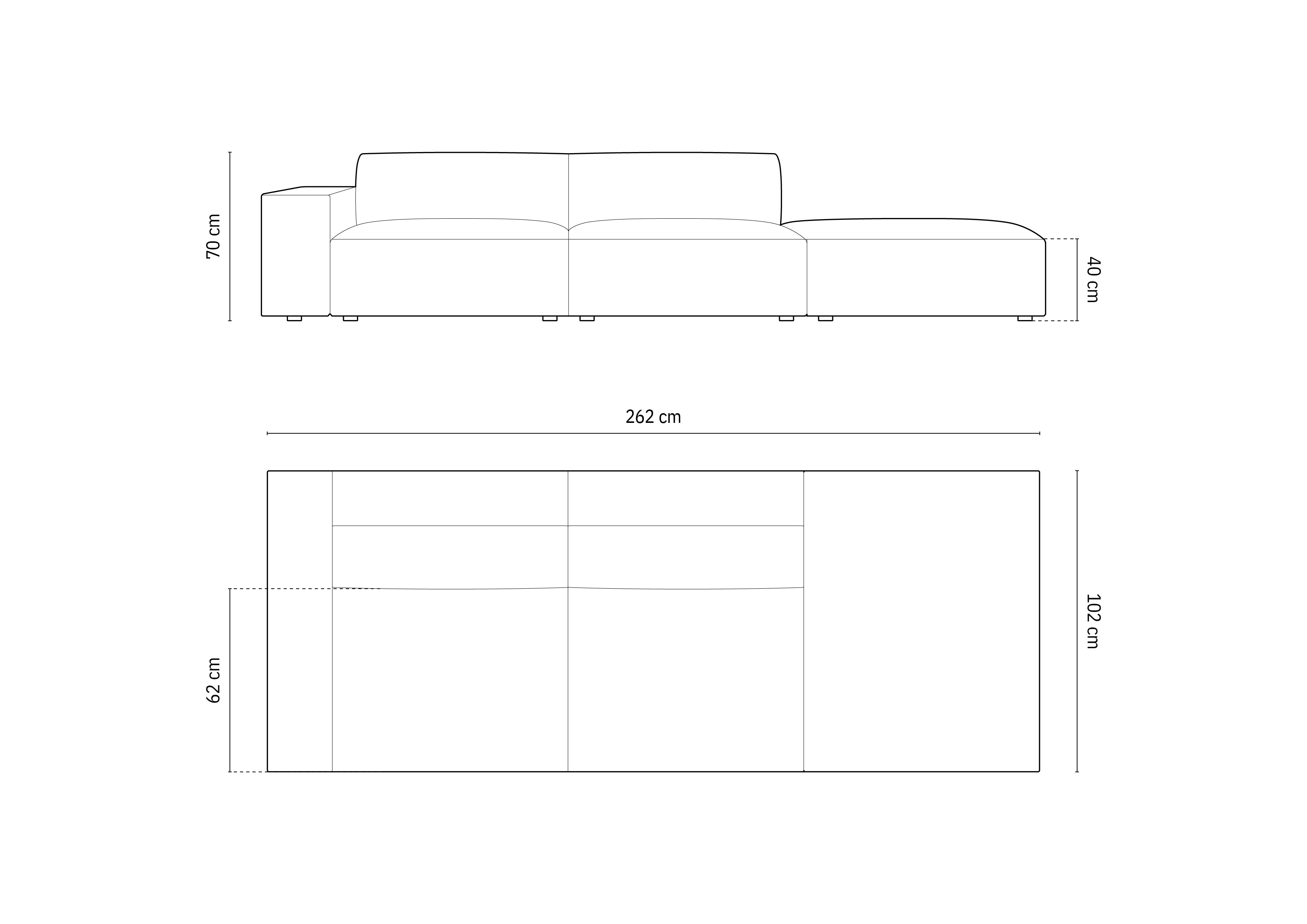 Kavč Jodie 262x102cm, Material: Žamet