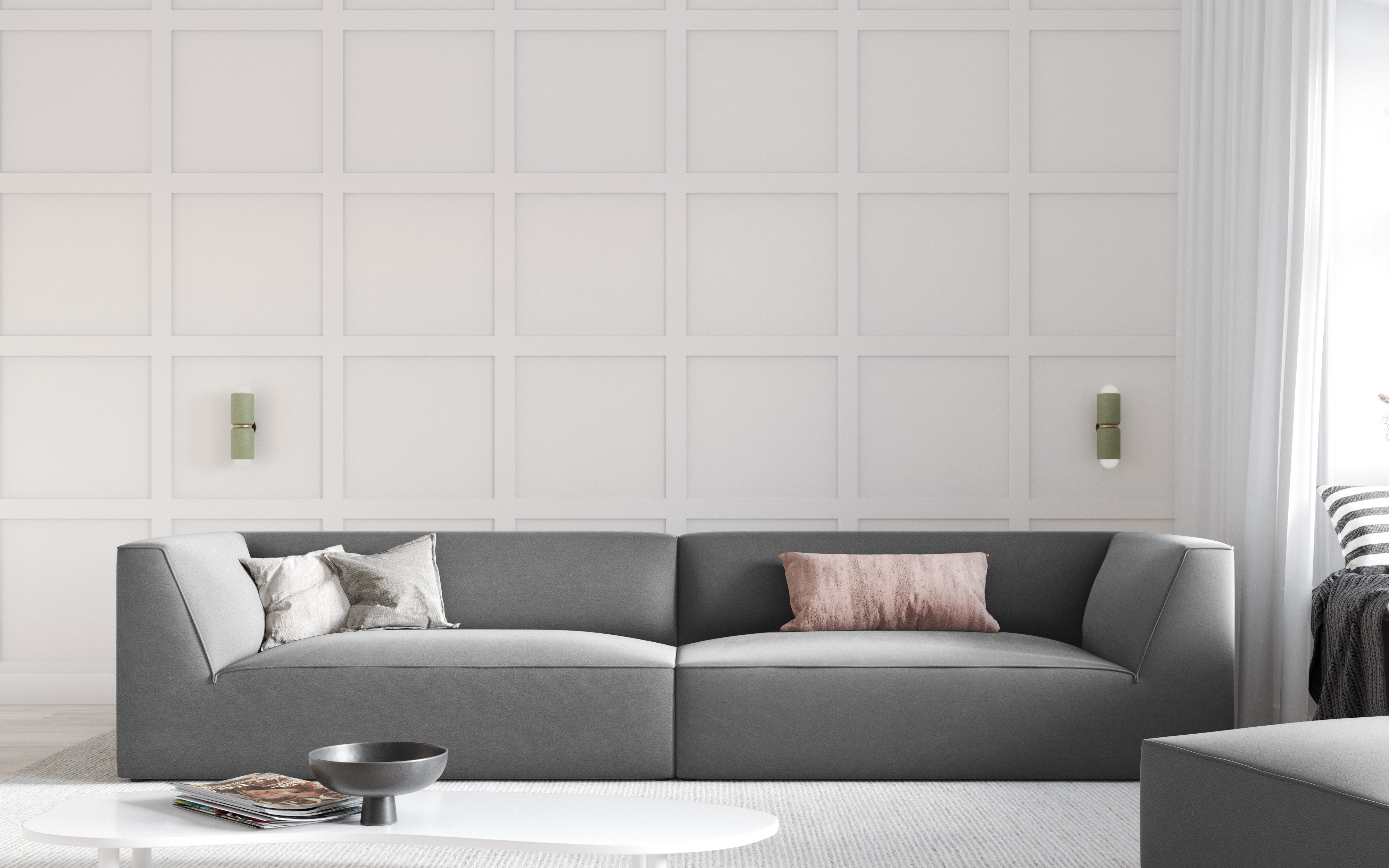 Kavč Ruby, 4 sedeži, 302x93cm, Material: Žamet